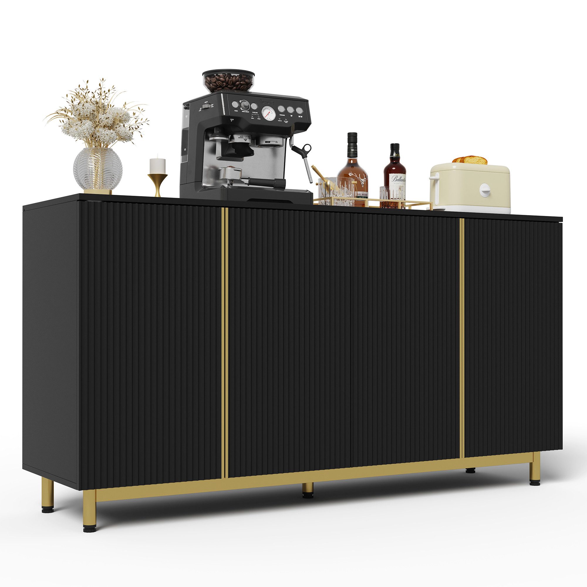 REDOM Sideboard Anrichte, Modernes Buffetschrank mit wellenförmigen (mit We günstig online kaufen