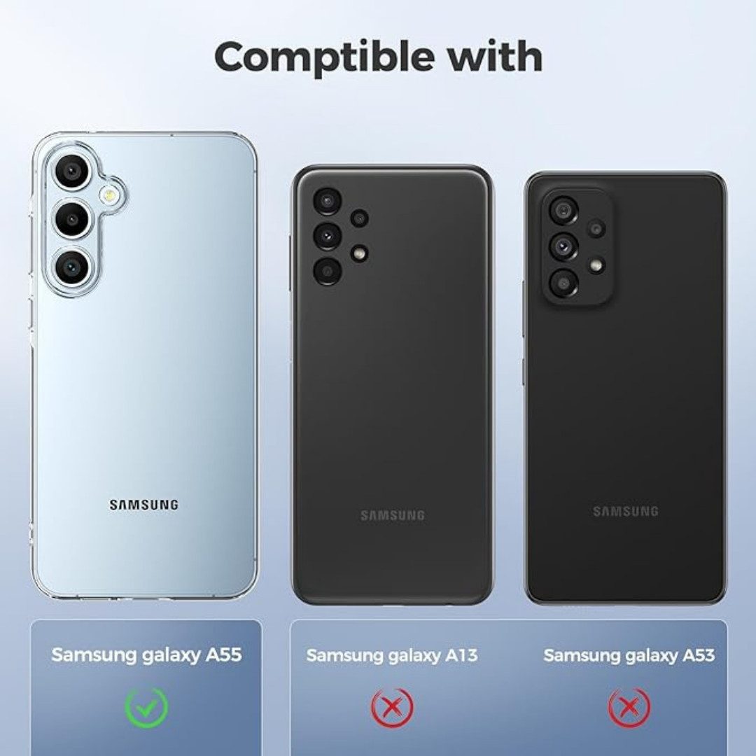 SmartUP Smartphone-Hülle Silikon Hülle für Samsung Galaxy A55 5G (Transparent), Rundumschutz, Displayschutz – Bild 2 von 5