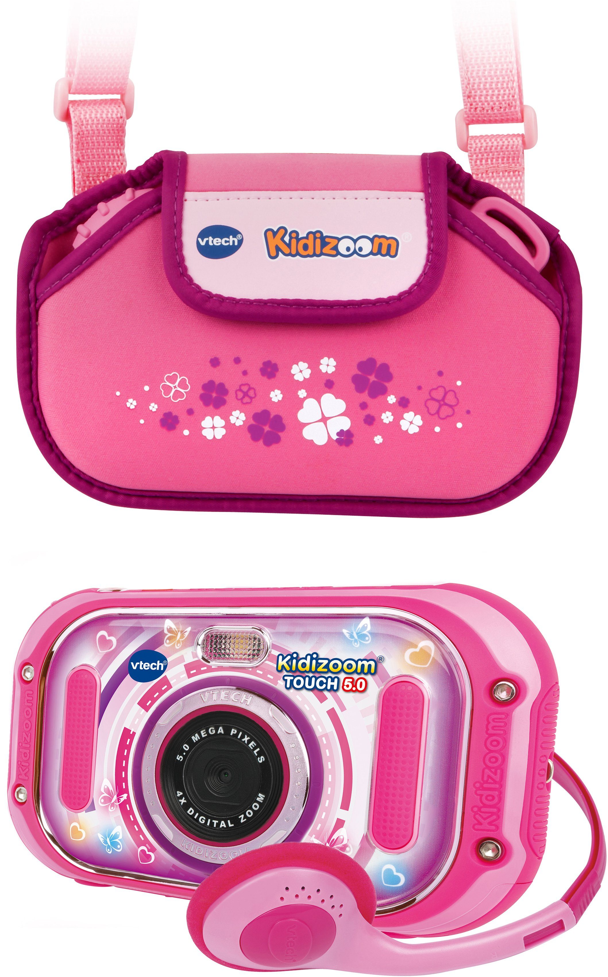 Vtech® KidiZoom Touch 5.0, pink Kinderkamera (5 MP, inklusive Tragetasche)