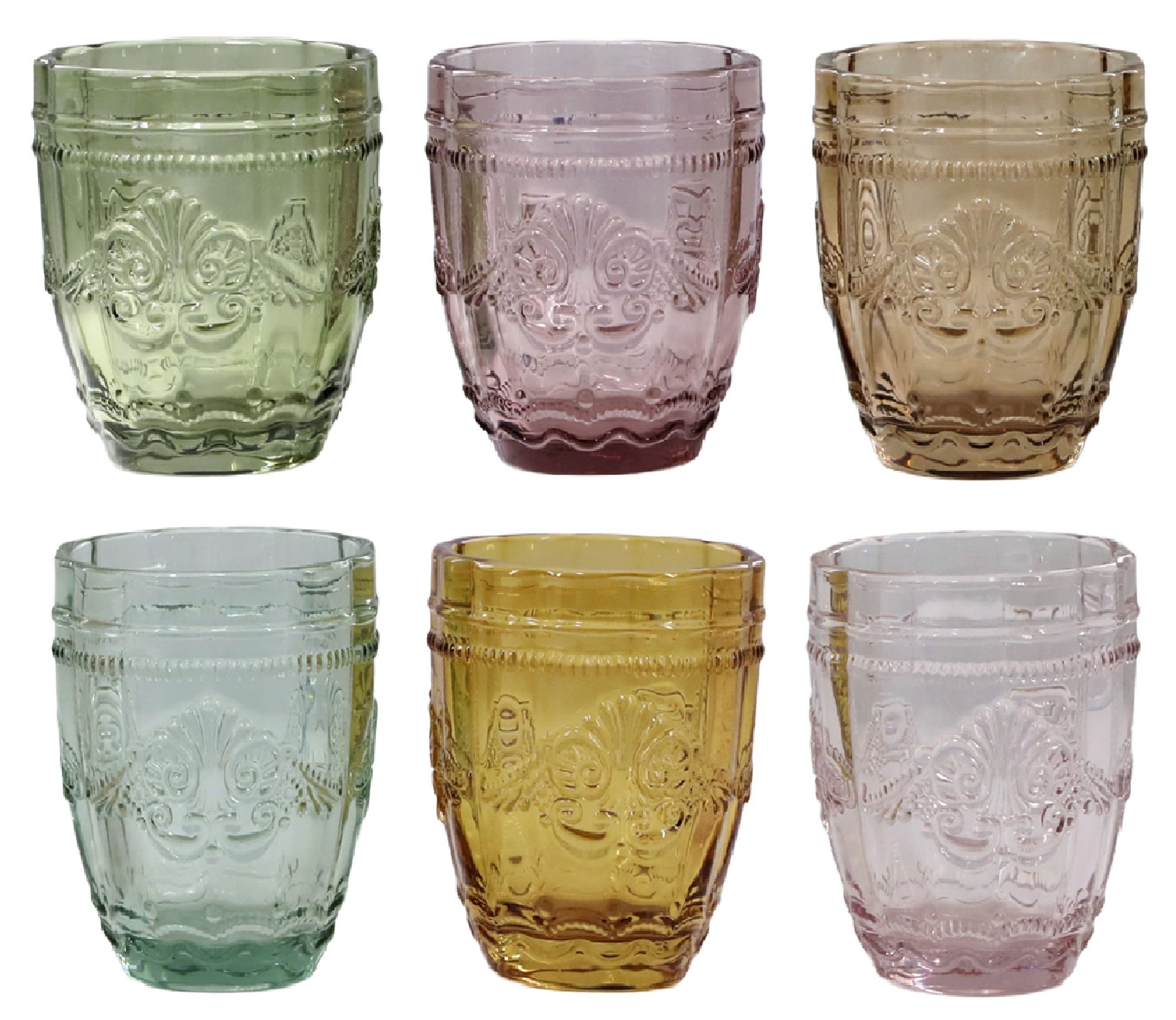 Gläser-Set Chic Antique - 6x Trinkgläser Wassergläser Saftgläser 300ml Bunt