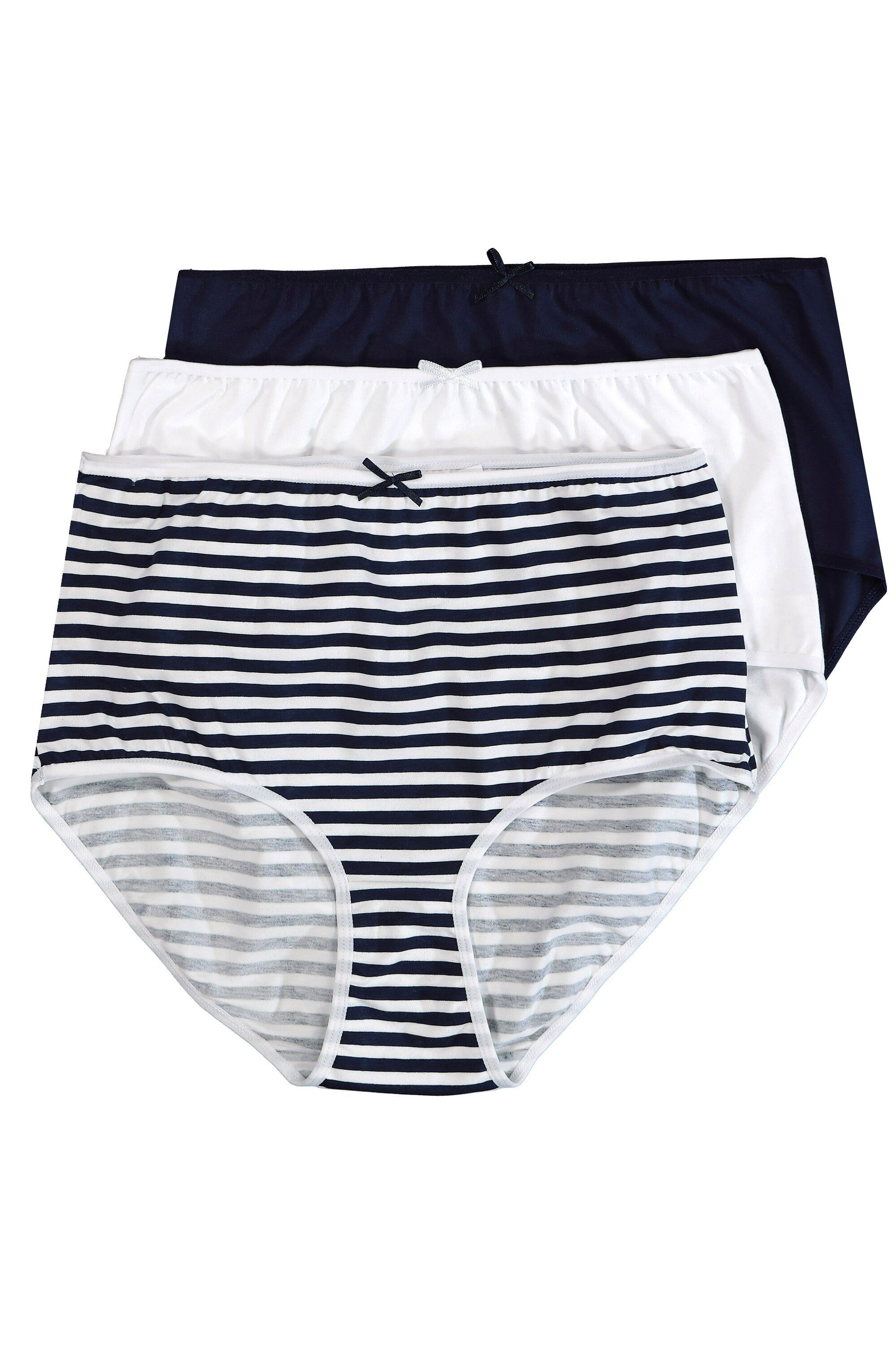 Ulla Popken Damen Slips, 3er Set – High-Waist, Pobedeckend, Bequem Für Curvy Ladies