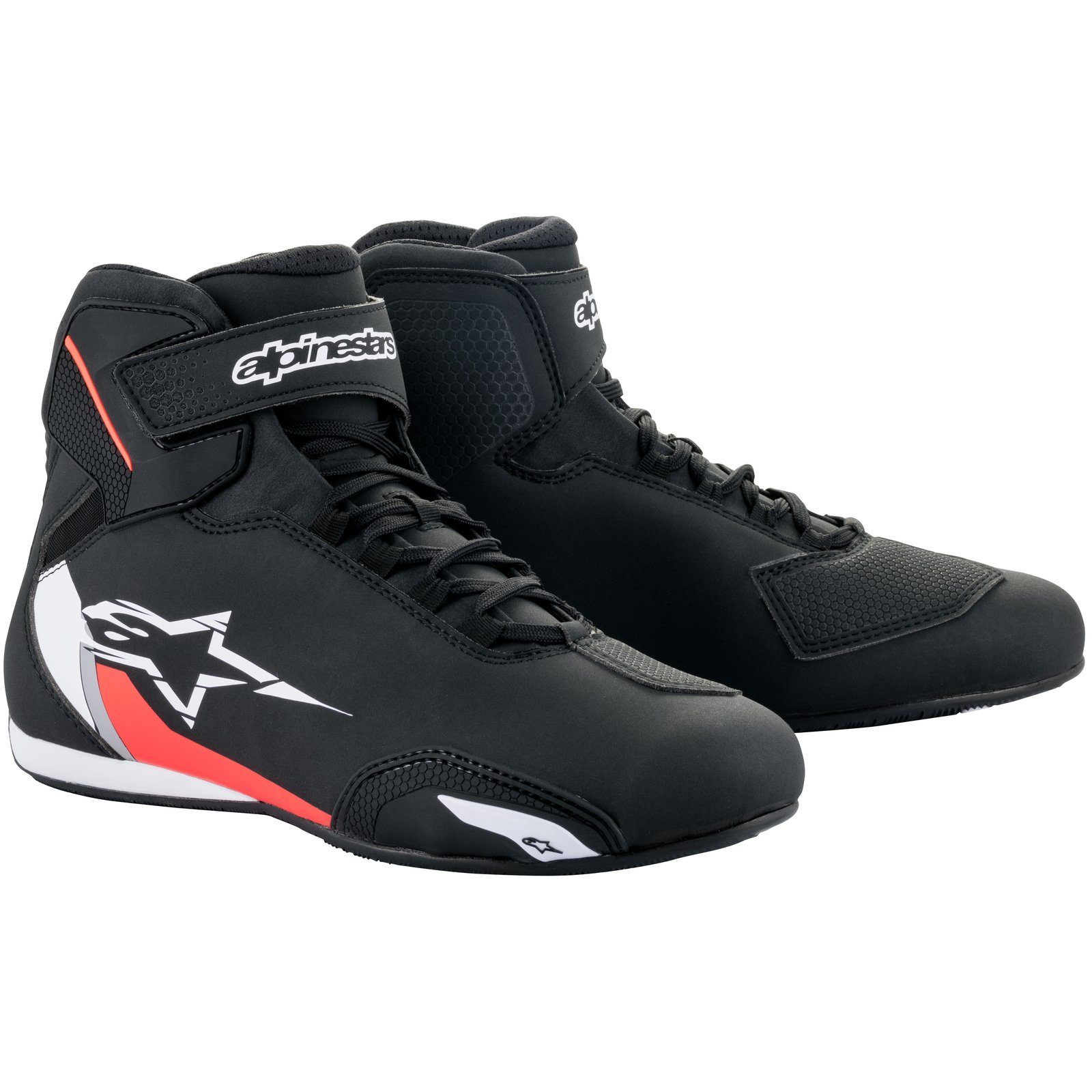 Alpinestars Alpinestars Sektor Motorradschuhe schwarz / weiß / fluo-rot 43 Motorradstiefel (Packung, Antistatische und Öl- und Benzinfeste Sohle)