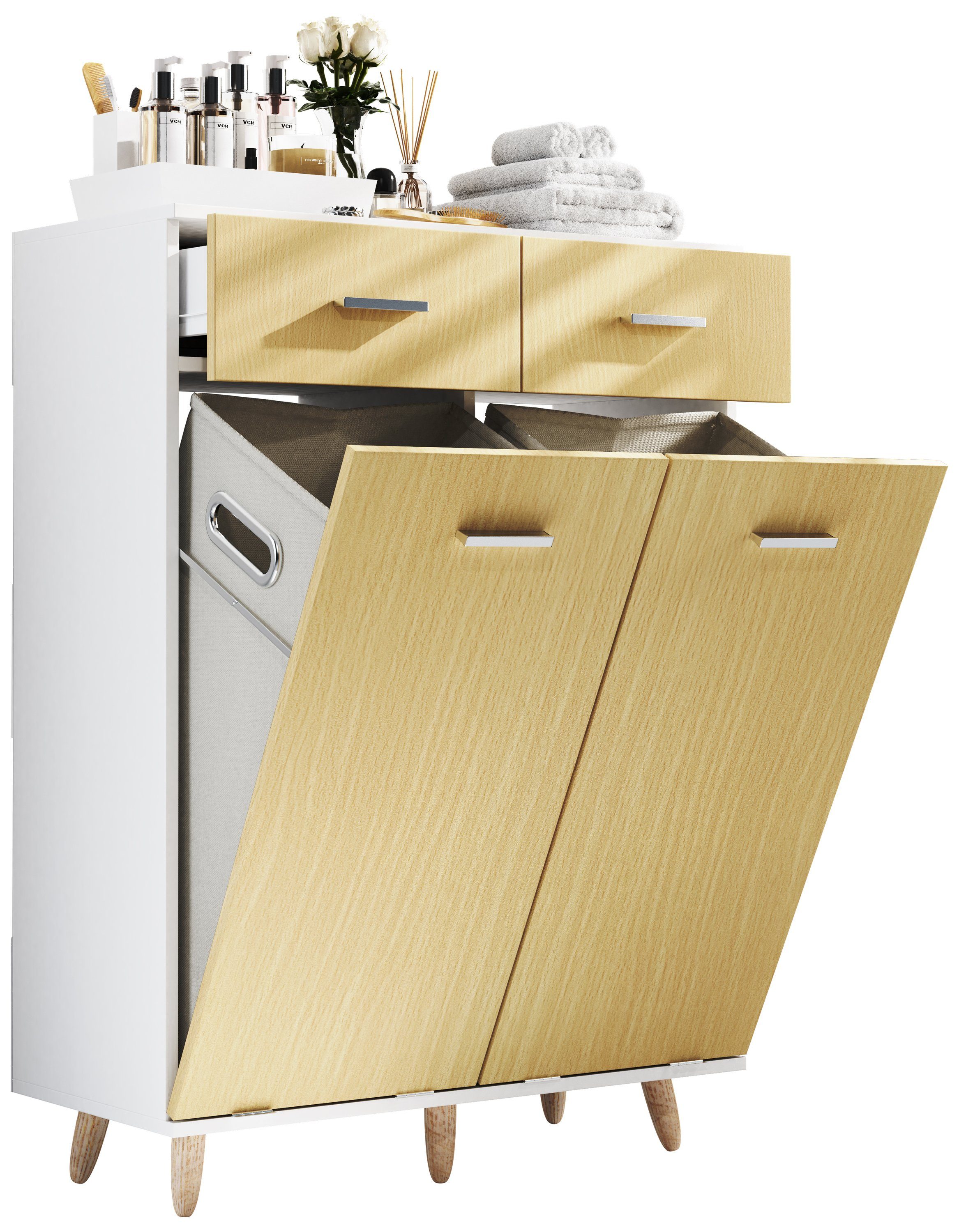 Hochschrank Wäscheschrank Wäschetruhe Wäschebox Landos L