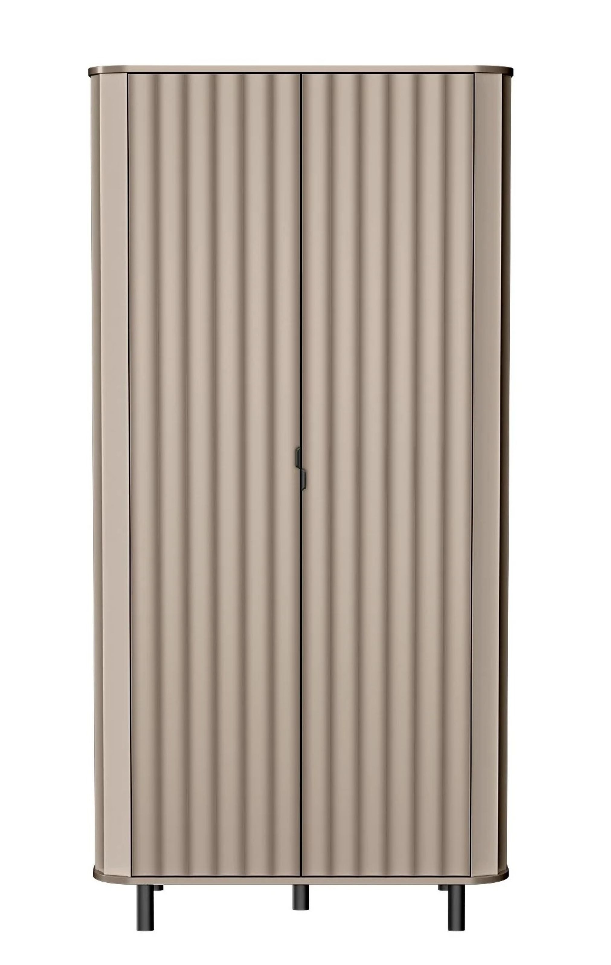 99rooms Drehtürenschrank Karon (Schrank, Garderobenschrank) Stilvolles Design, Griffe und Füße Metall, Soft-Close-Funktion