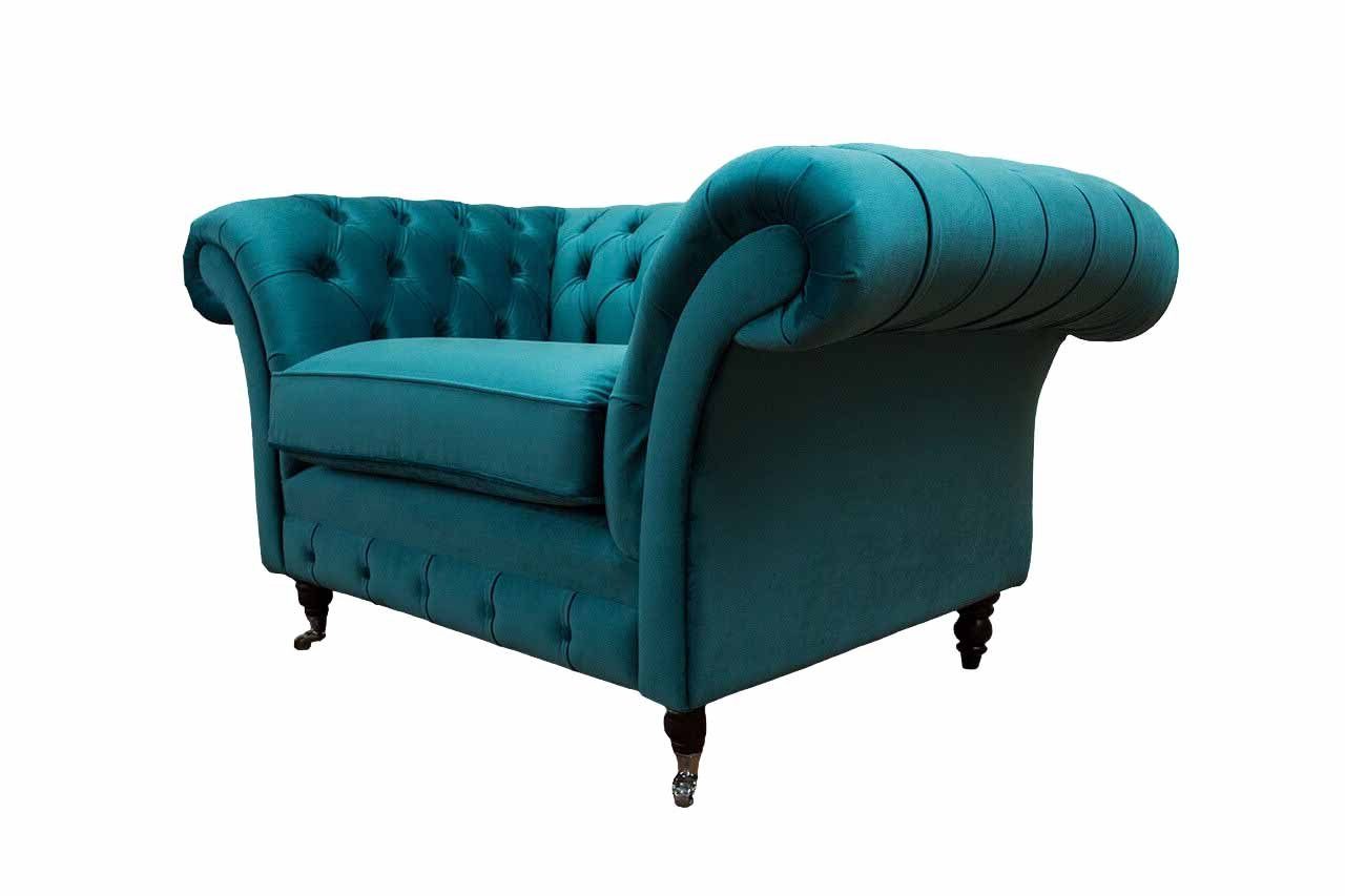 JVmoebel Klassisch Sessel Textil Couch Wohnzimmer Chesterfield-Sessel, Chesterfield Design