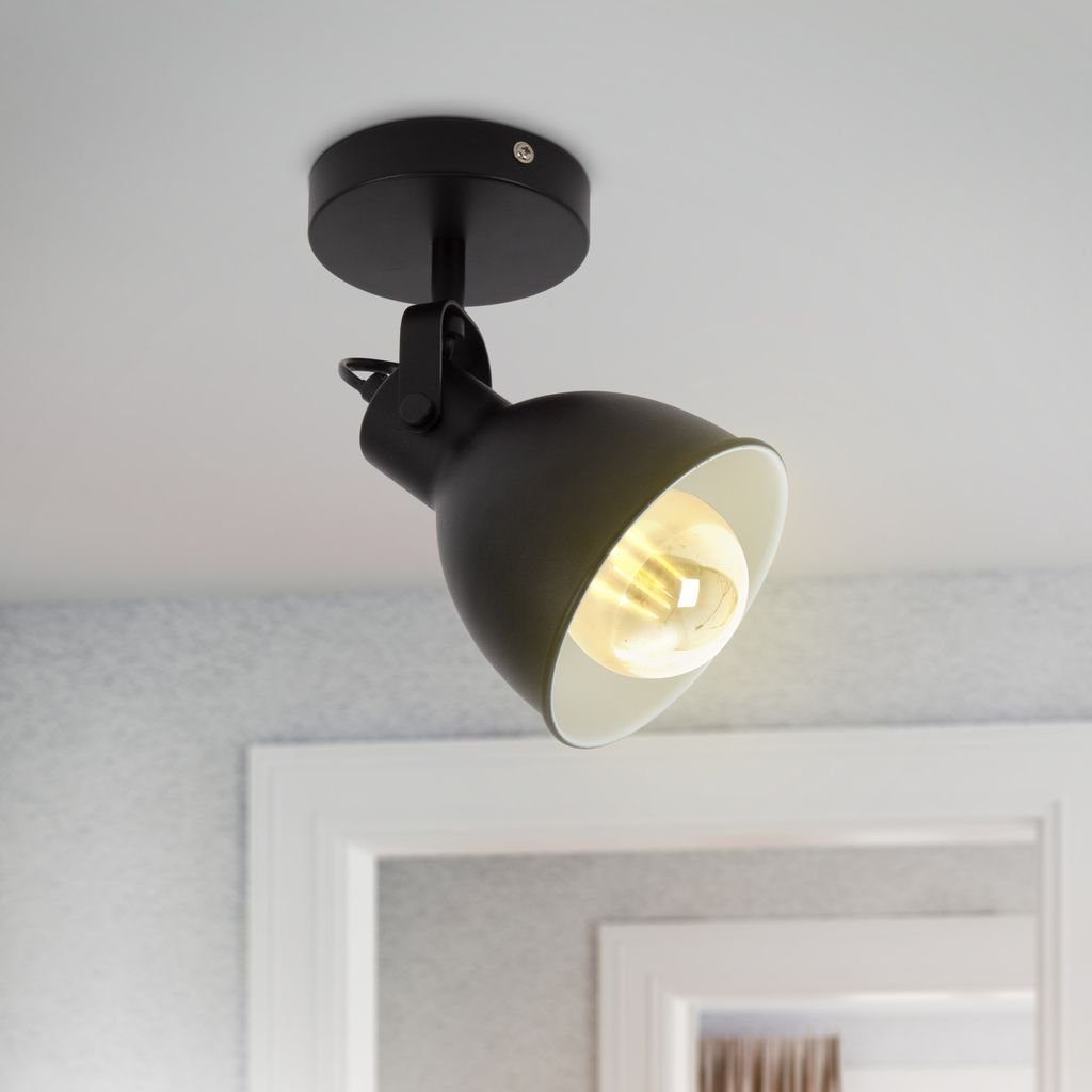 B.K.Licht LED Deckenspot Deckenleuchte 1-flammige Retro Wandlampe schwenkbar - BKL1499, ohne Leuchtmittel, Industrial Design, Vintage, Wandspot, schwarz-weiß, E27