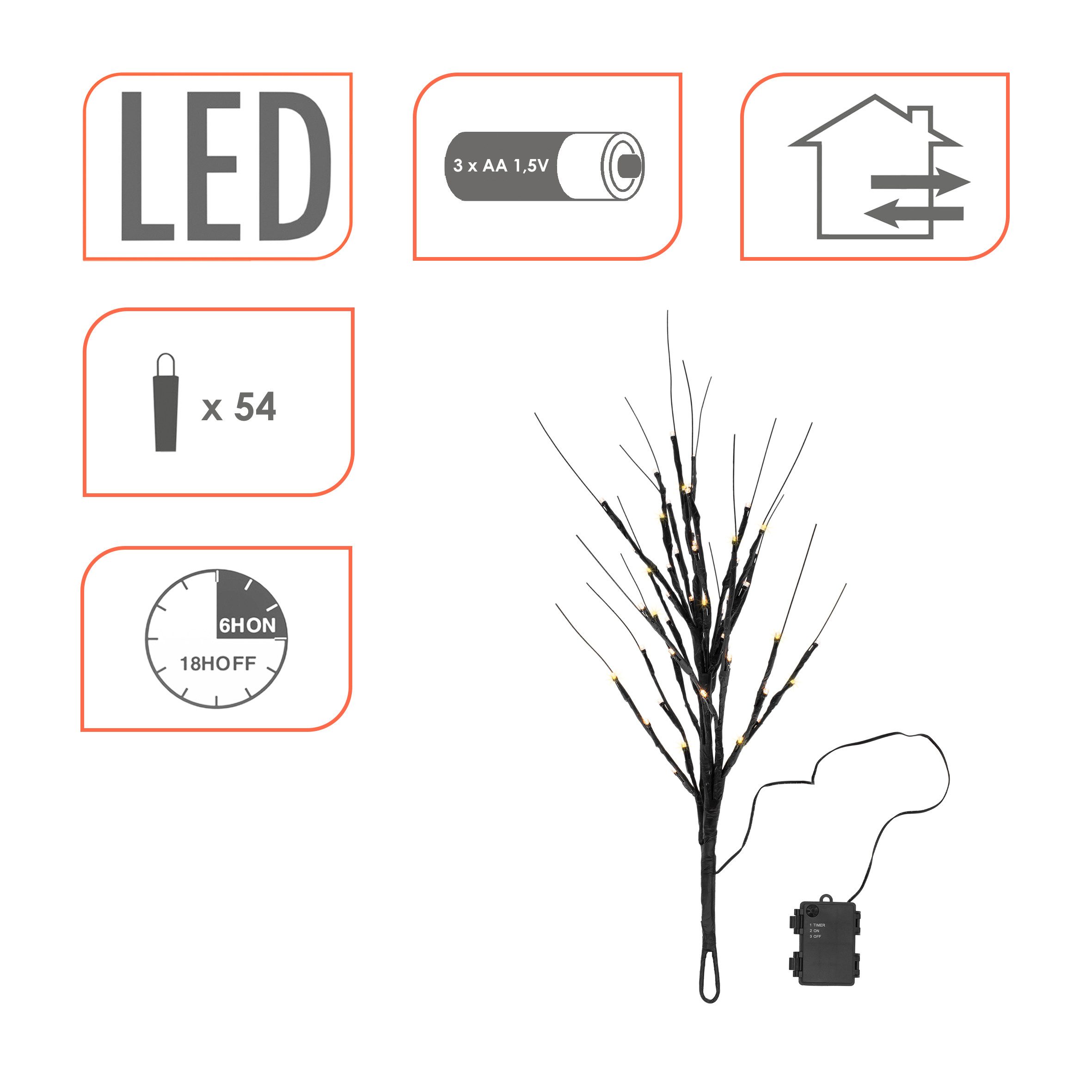Spetebo LED-Lichterkette LED Lichterzweig 60 cm, 54-flammig, für Außen und Innen – Bild 3 von 4