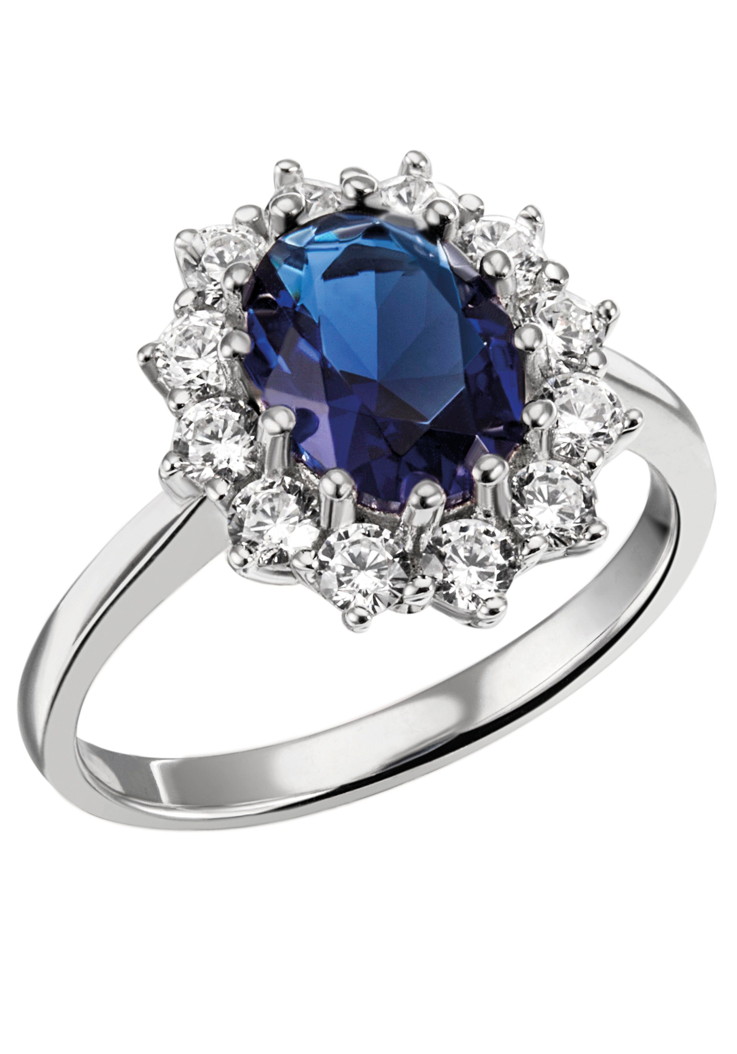 Firetti Fingerring Ювелирные изделия Geschenk Silber 925 Damenring Lady D Diana Royal, mit Zirkonia (synth), Glasstein