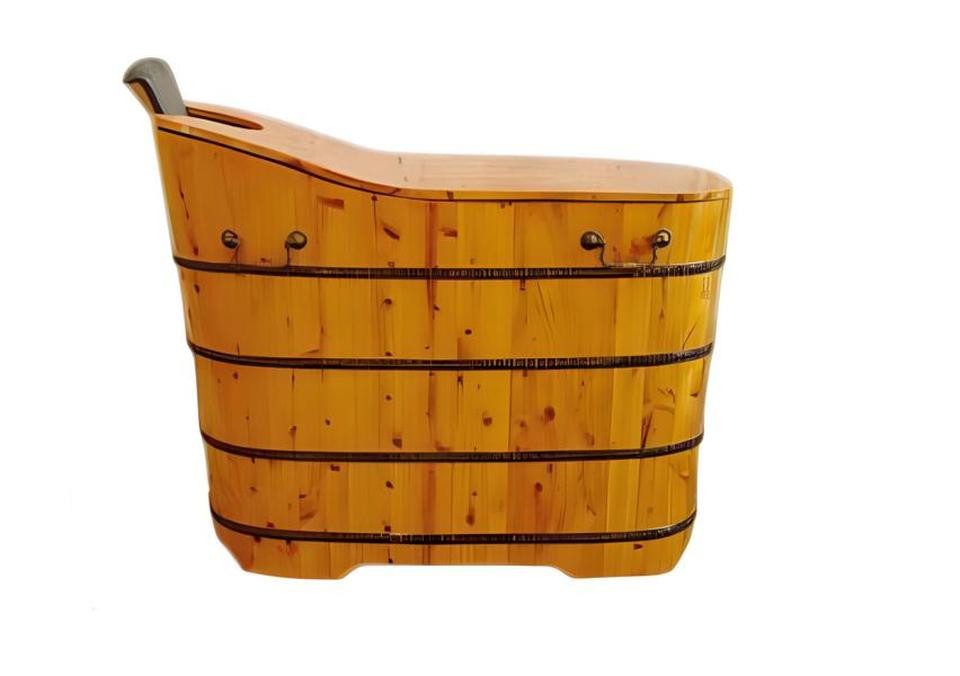 JVmoebel Badewanne Holzbadewanne Fitovanna 110x58 cm in Braun – Wellnesszuber aus Holz, Made in Europe