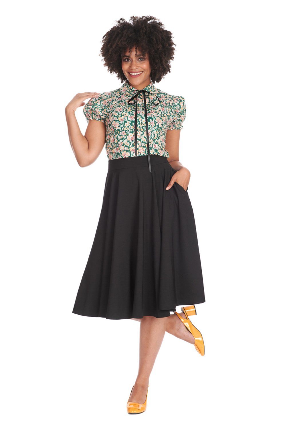 Banned A-Linien-Rock Sway Swing Schwarz Retro Vintage Skirt