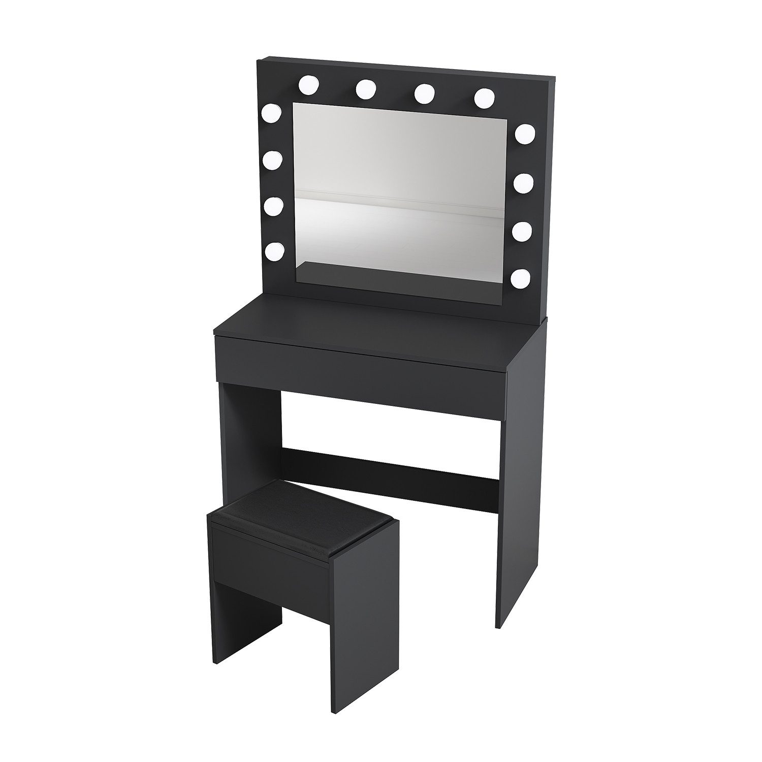 SONNI Schminktisch Schwarz/Weiß, mit LED-Beleuchtung, 80x40x140cm,3 günstig online kaufen