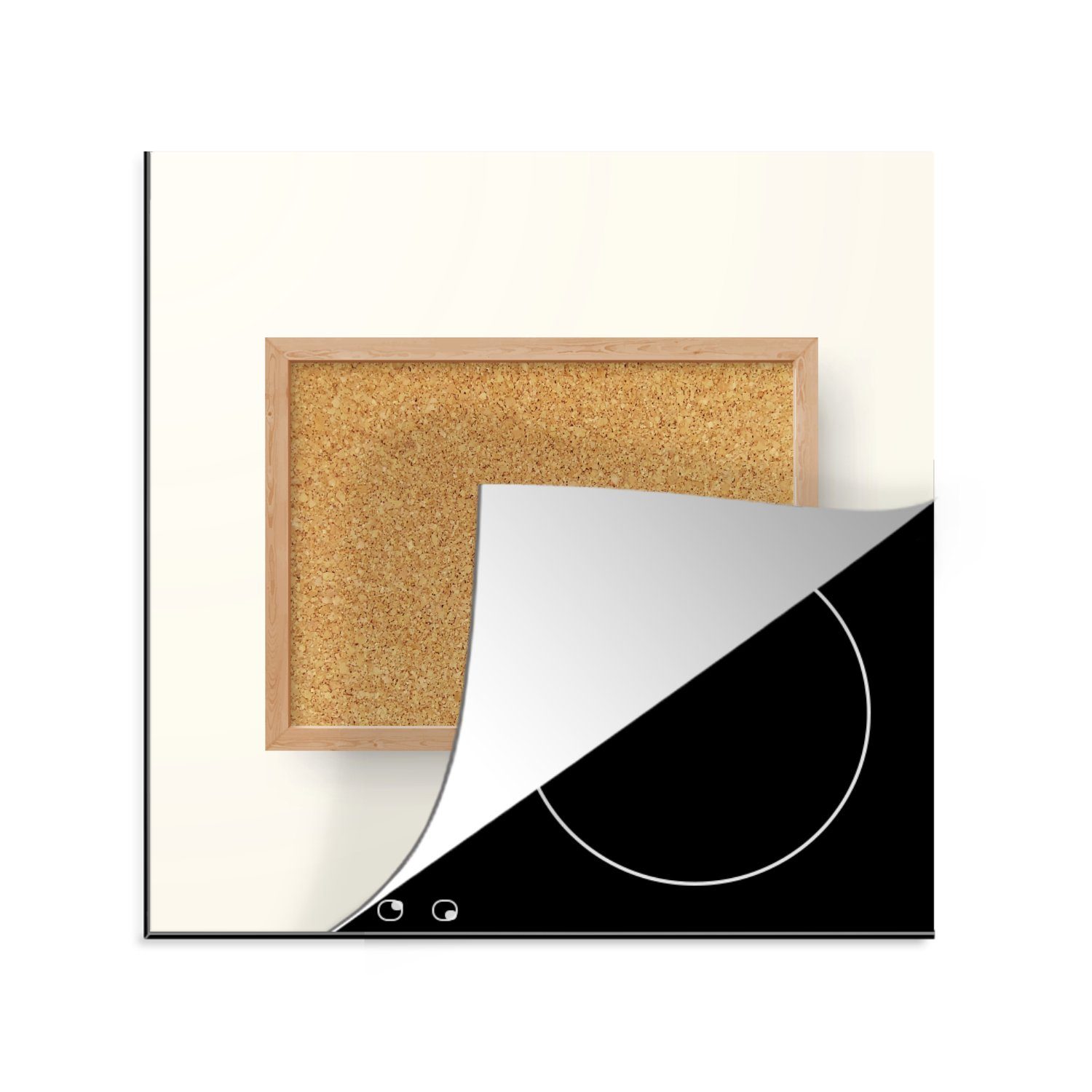 MuchoWow Herdblende-/Abdeckplatte Ein kleiner Teller mit einer Korkstruktur, Vinyl, (1 tlg), 78x78 cm, Ceranfeldabdeckung, Arbeitsplatte für küche
