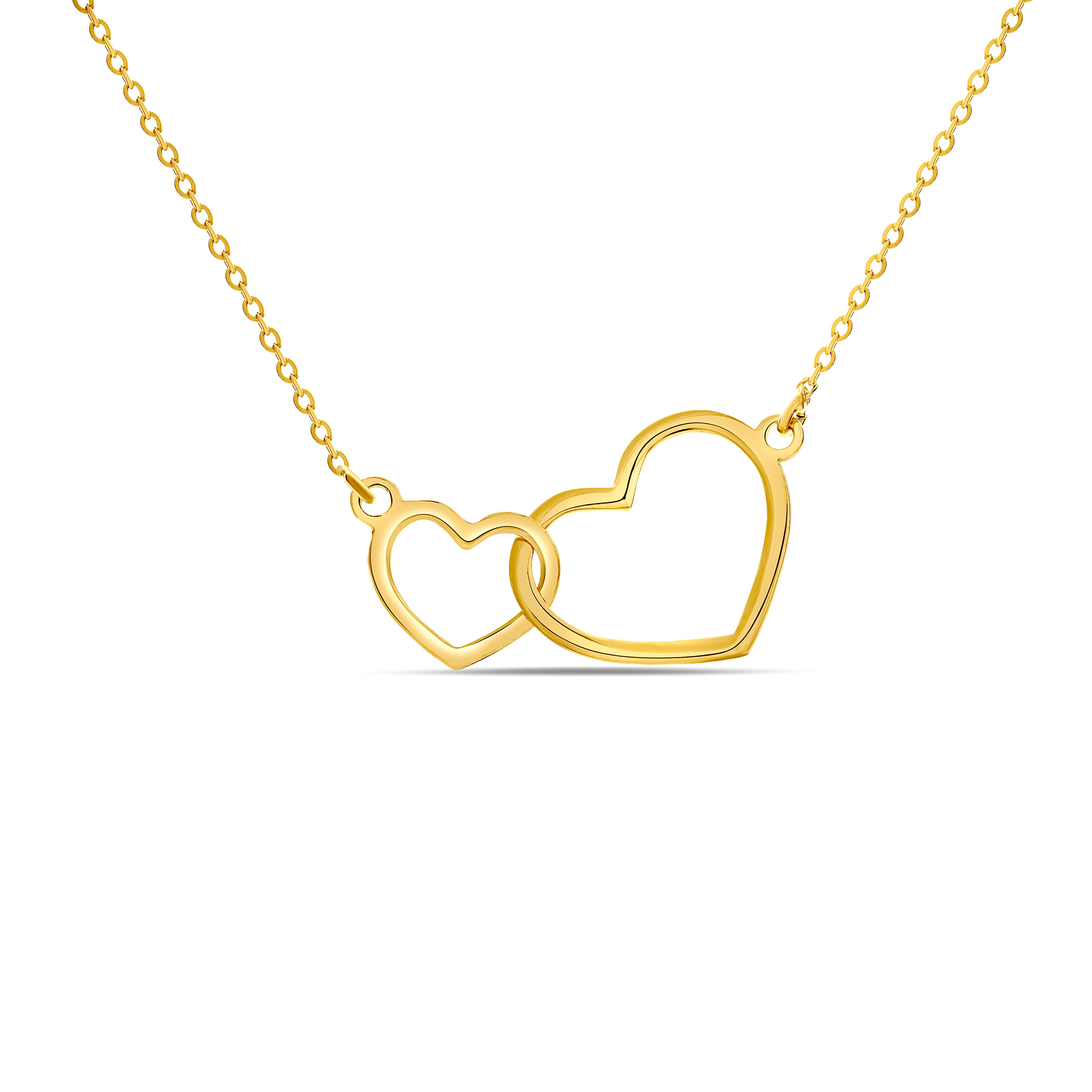 Miore Herzkette MGM905N - Herzen & Halskette aus 9 Karat 375 Gelbgold, Ankerkette Länge verstellbar ca. 42-45 cm - Made in Italy
