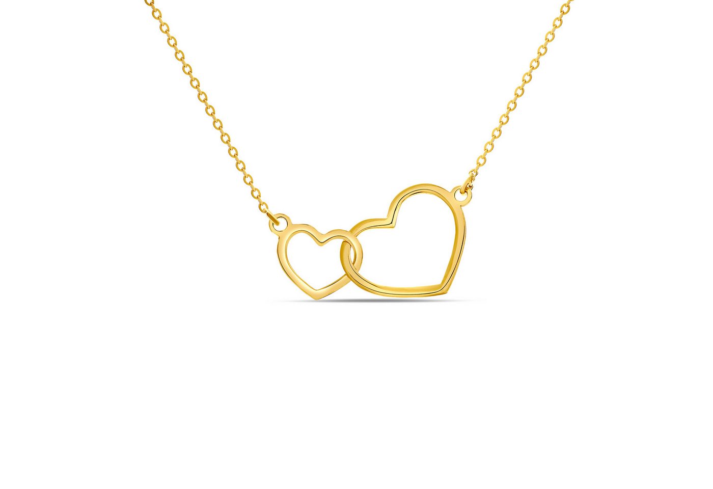 Miore Herzkette MGM905N - Herzen & Halskette aus 9 Karat 375 Gelbgold, Ankerkette Länge verstellbar ca. 42-45 cm - Made in Italy