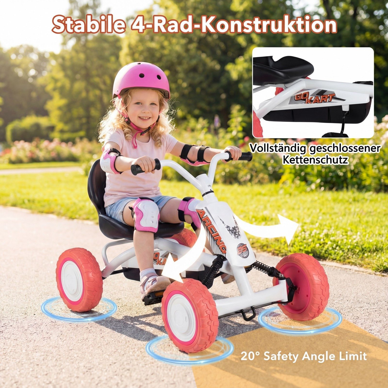 KOMFOTTEU Go-Kart, Gokart mit einstellbarem Sitz & Rückenlehne