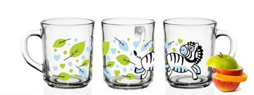 Sendez Teeglas 6 Tier-Motiv Becher Tassen 230ml Teegläser Kindergläser Trinkgläser Saftgläser, Glas