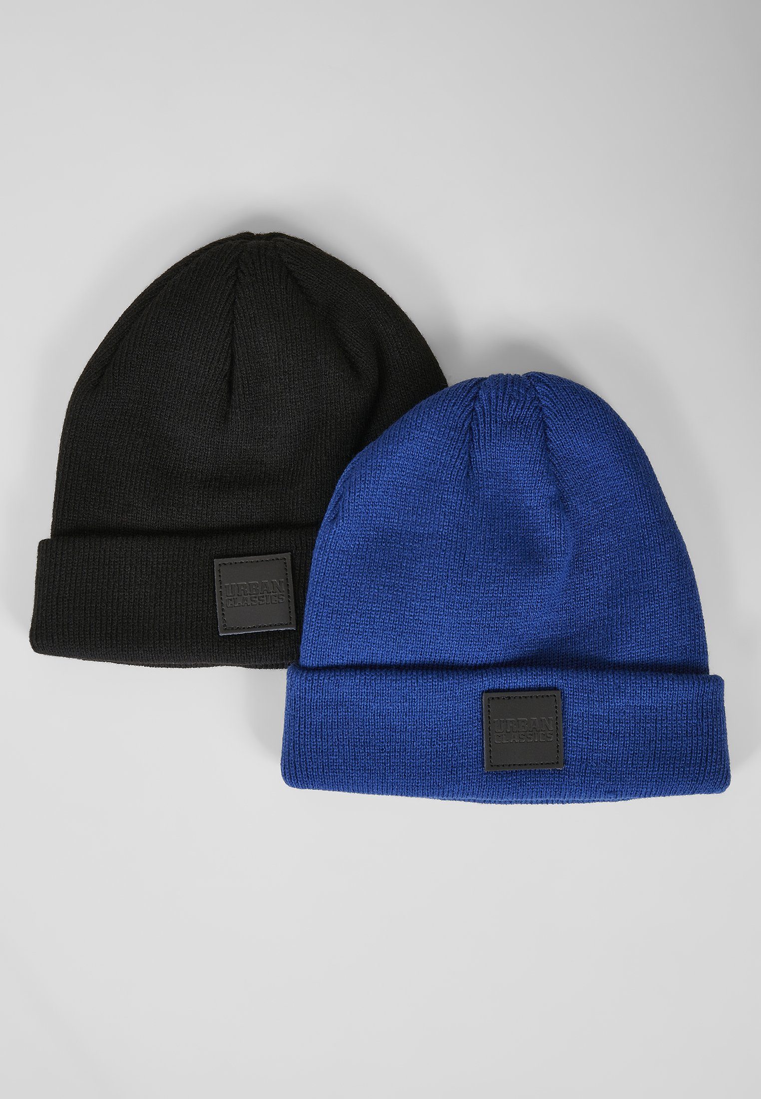 URBAN CLASSICS Beanie Damen Logopatch Beanie Kids 2-Pack (1-St) black/royalblue