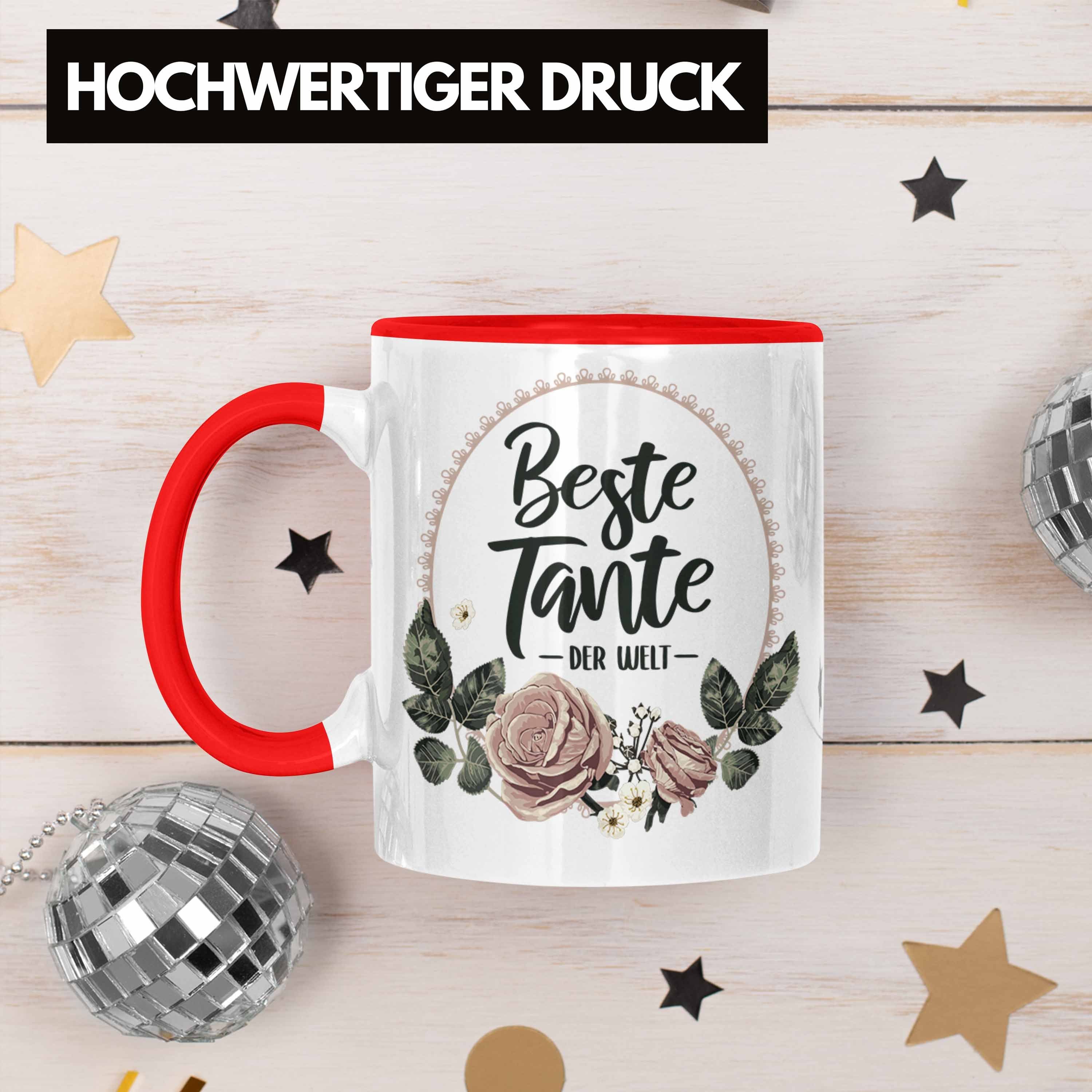 Tasse Geschenk Beste - der Trendation Rot Tante Kaffeetasse Trendation Coole Spruch Tasse für Welt Tante mit