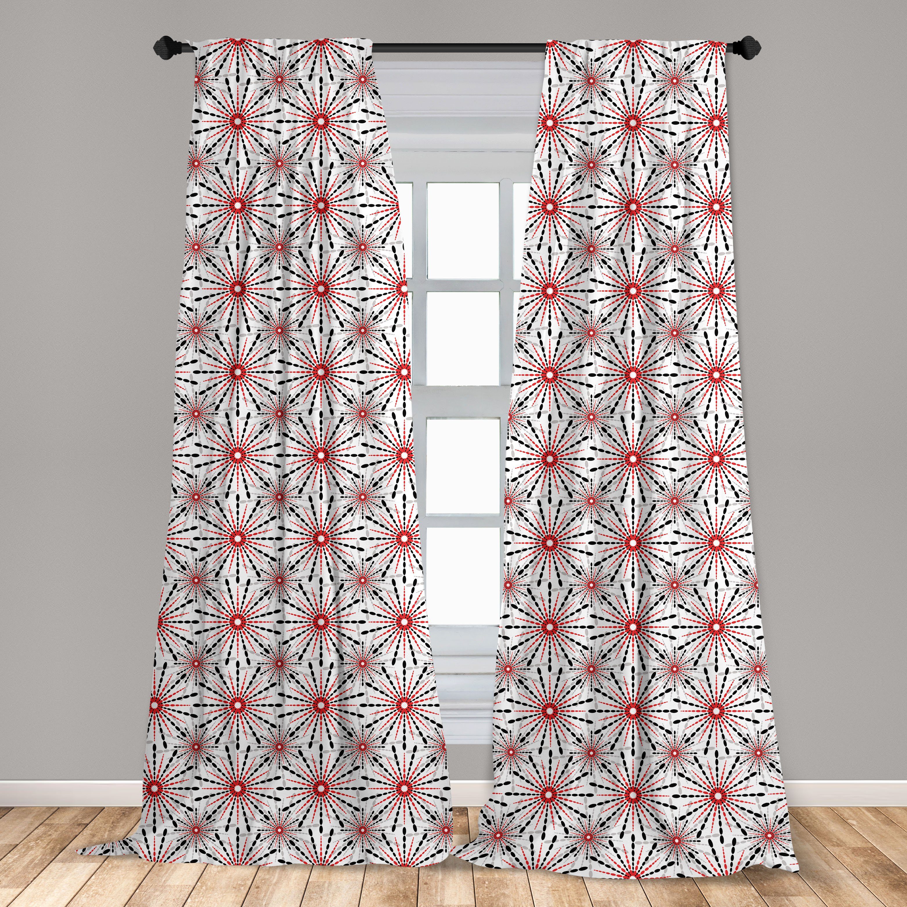 Gardine Vorhang trippy Abakuhaus, Wohnzimmer Geometrisch Dekor, Blumen Microfaser, für Schlafzimmer
