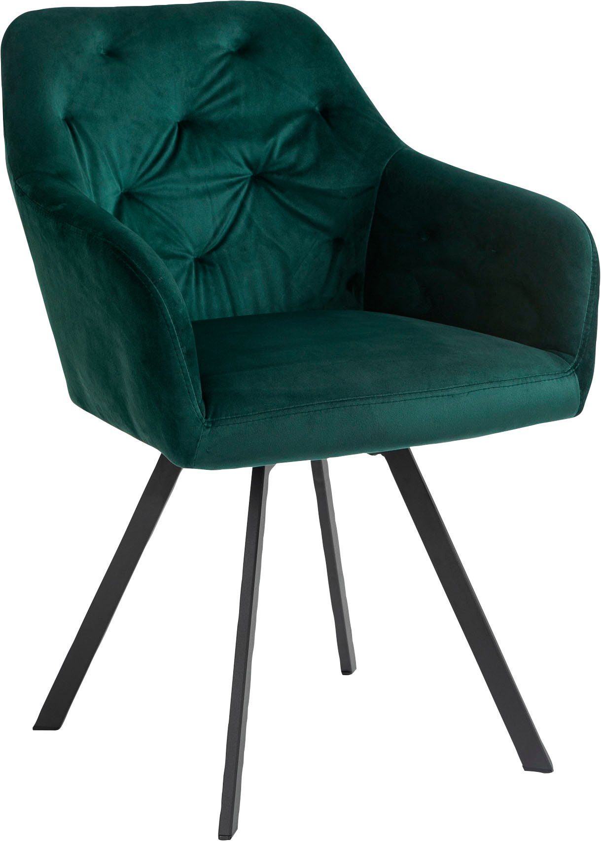 SalesFever Armlehnstuhl (1 360° Tannengrün/Schwarz unter Drehplatte Sitzfläche | Tannengrün der St)