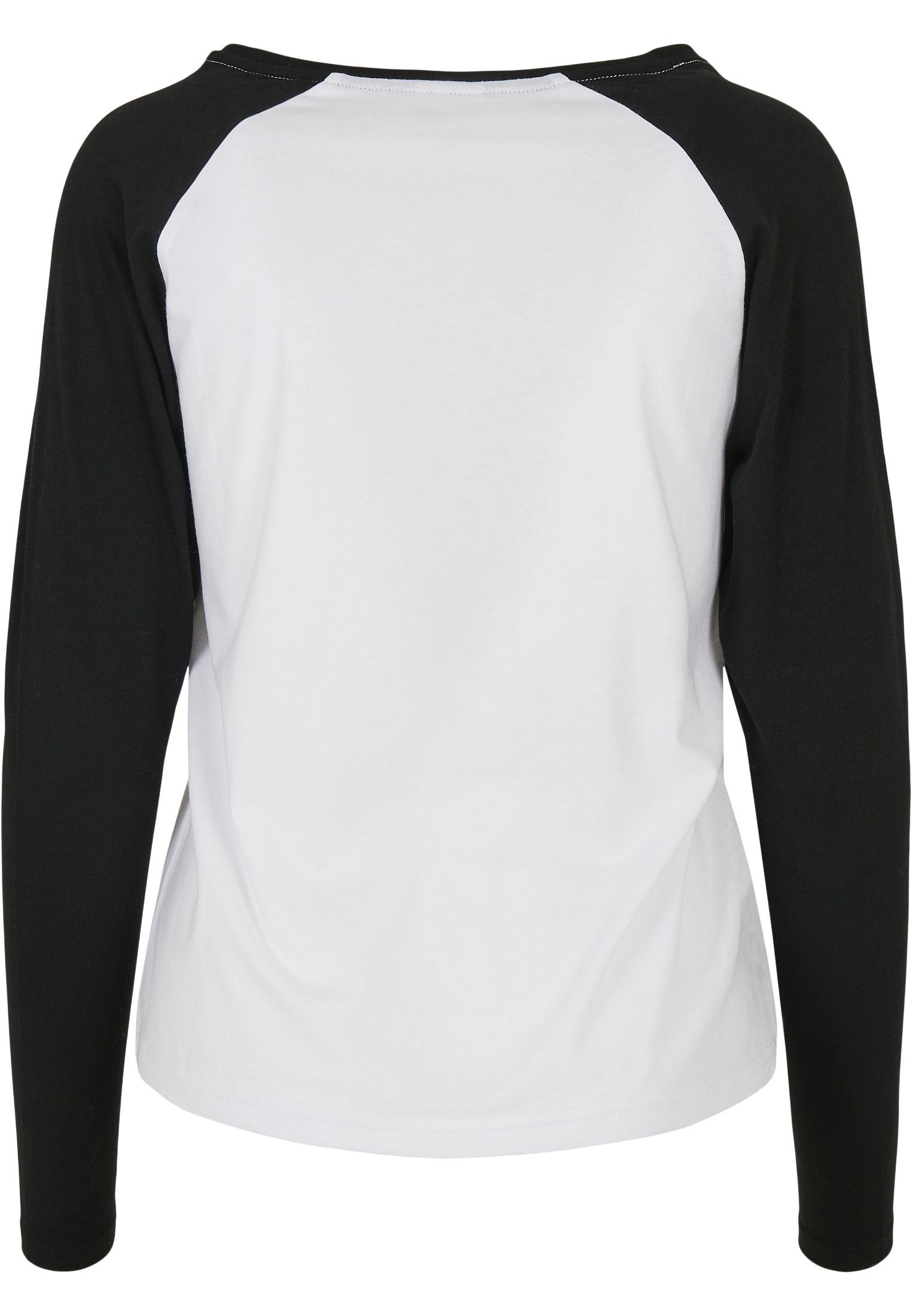 Raglan Contrast Langarmshirt white/black URBAN Ladies (1-tlg) CLASSICS Longsleeve Damen