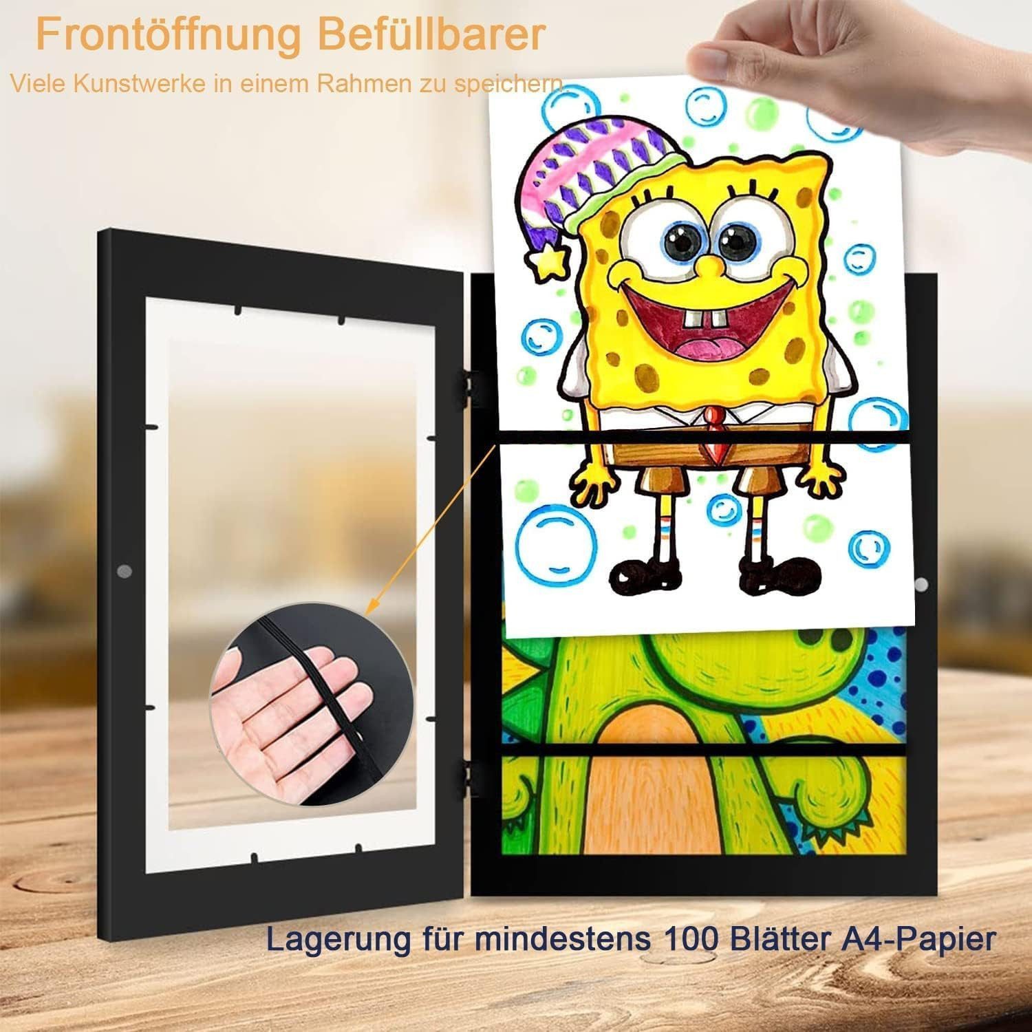LA CUTE Bilderrahmen zum Basteln 1er Set Kinderbilderrahmen befüllbar Frontöffnung sicher aufbewahren, für 150 Bilder (Befüllbare Fototrahmen für Kinderkunstwer – Bild 4 von 5