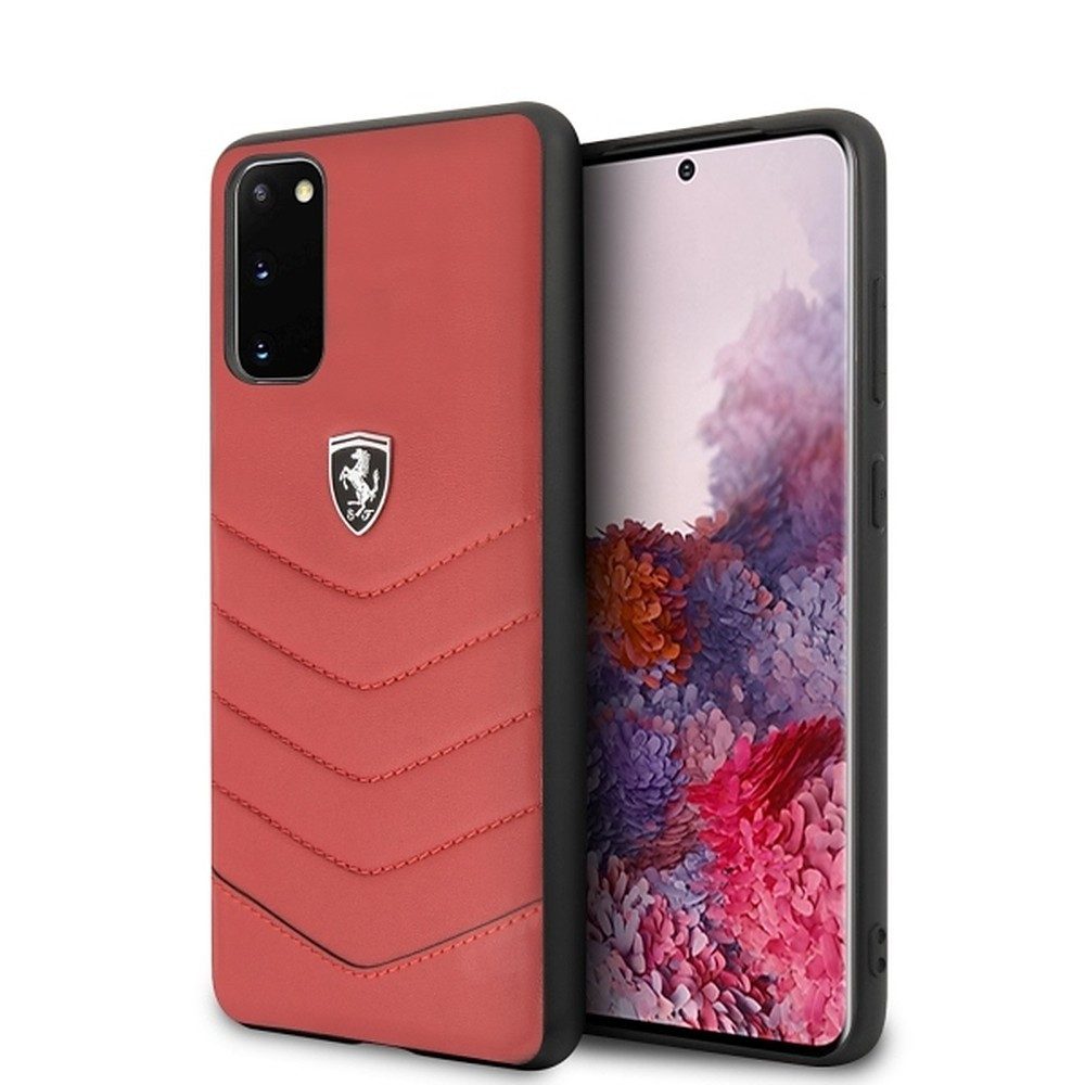 Ferrari Handyhülle Lederhülle Case, Echtleder, gesteppt, kabellos ladefähig