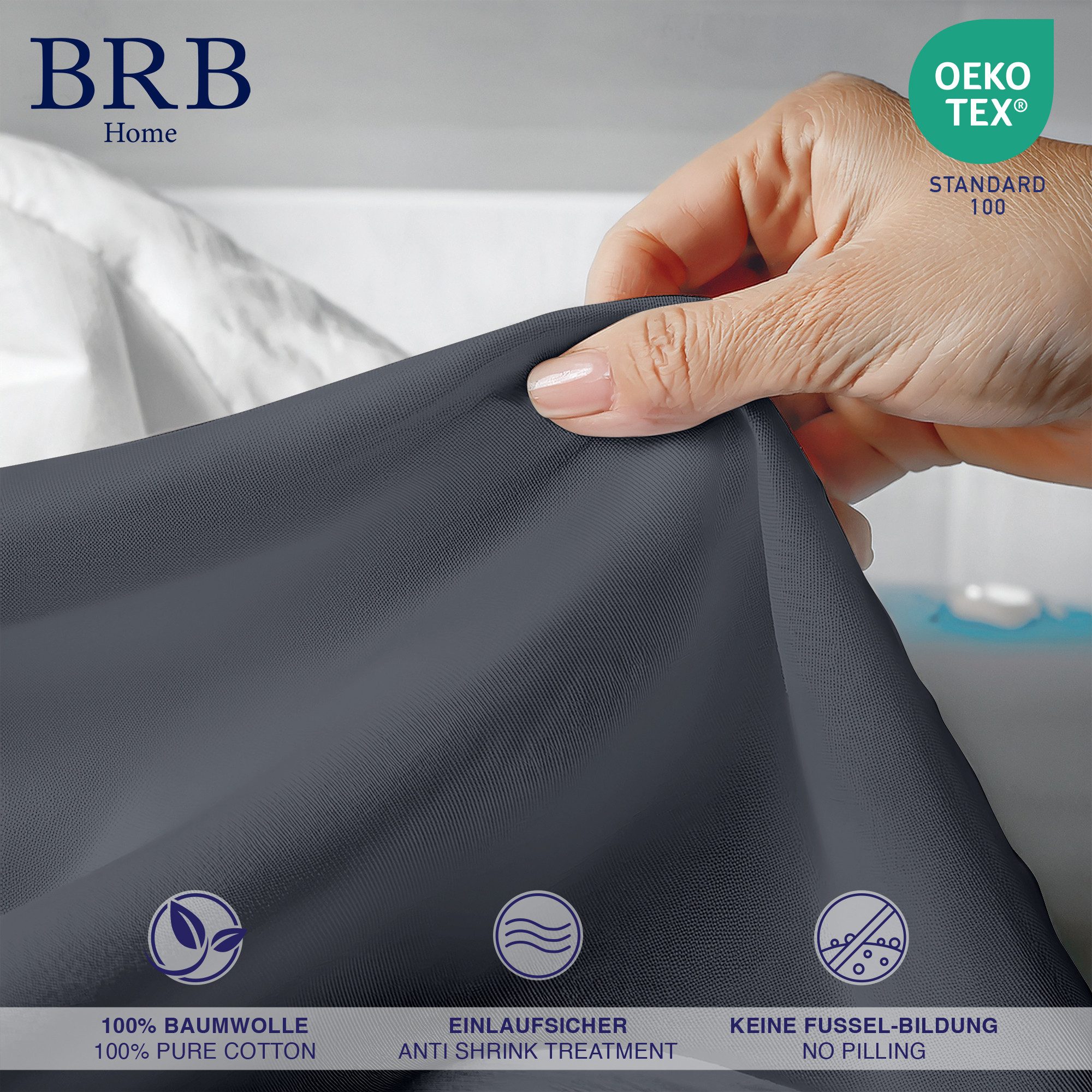 BRB HOME Spannbettlaken Spannbettlaken Jersey Baumwolle für Topper Boxspringbett bis 27 cm, Baumwolle, Gummizug: Rundum, (1 Stück), Matratzen bis 27 cm Höhe, OEKO TEX Standard 100, Jersey Spannbetttuch