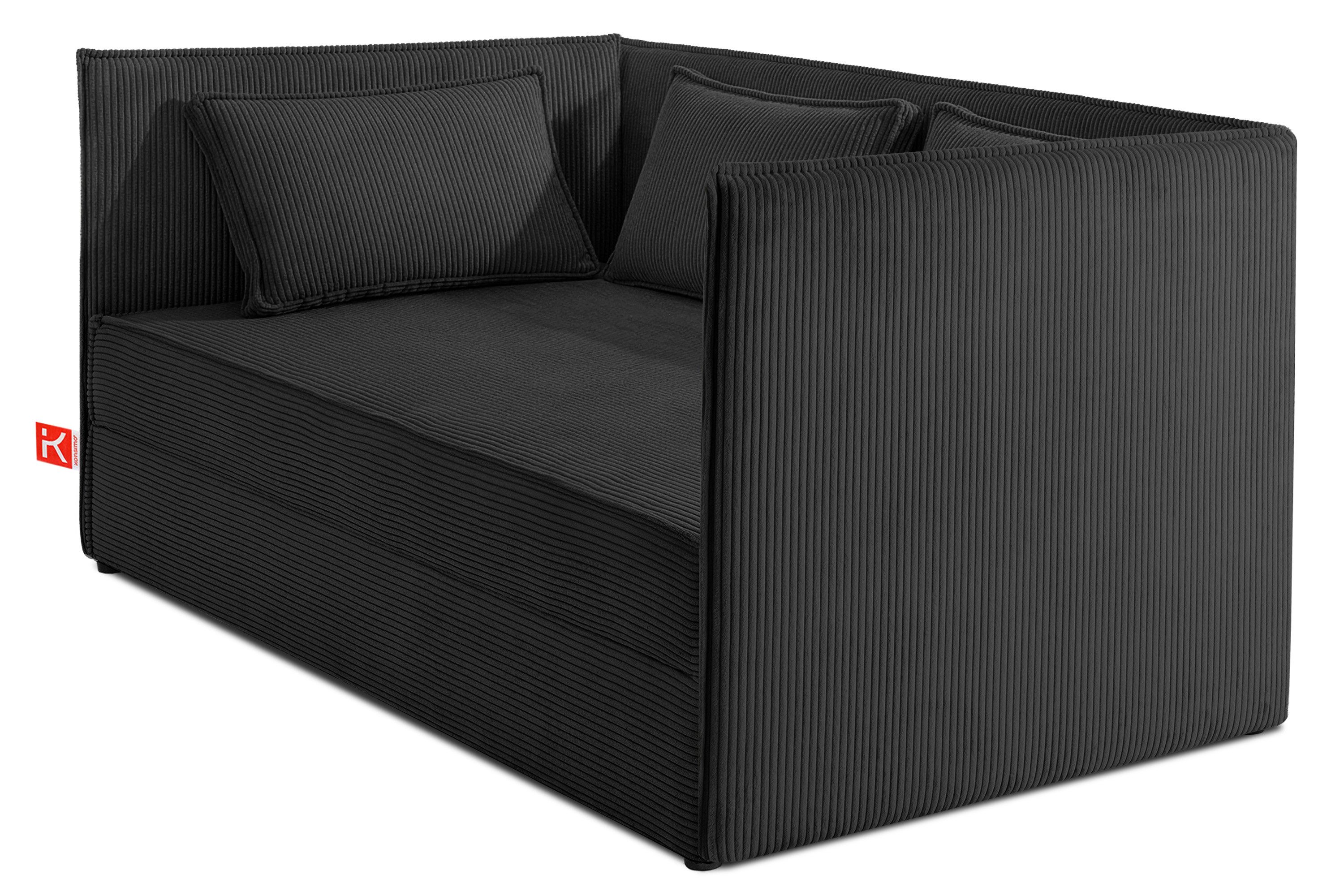 KONSIMO® Boxspringbett ROTI Polsterbett, Daybett, Tagesbett, Jugendbett, 90 cm x 200 cm (1-Person Boxspringbett, mit Rückenlehne und gepolsterten Seitenwänden), hergestellt in der EU, inklusive Kissen, mit großem Bettkasten