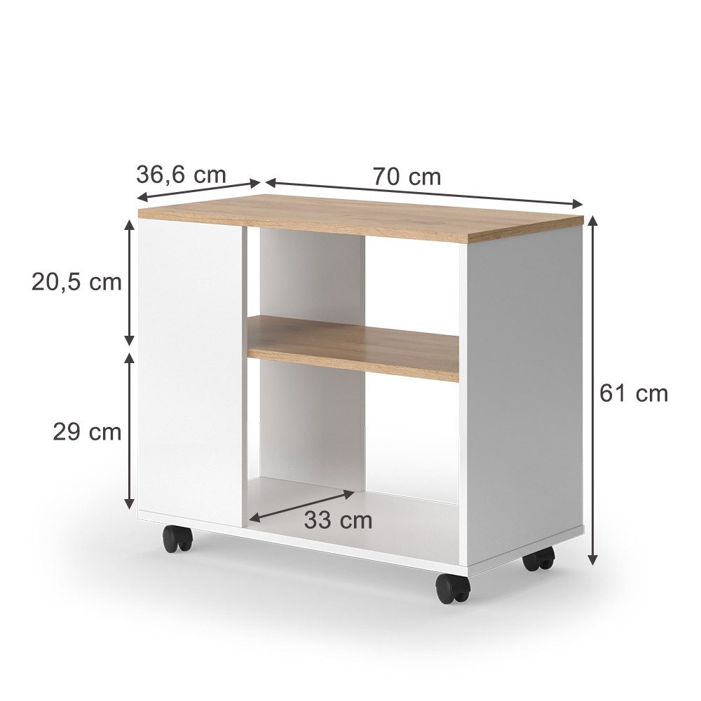Vicco Beistelltisch Marian, Goldkraft Eiche/Weiß, 70 günstig online kaufen