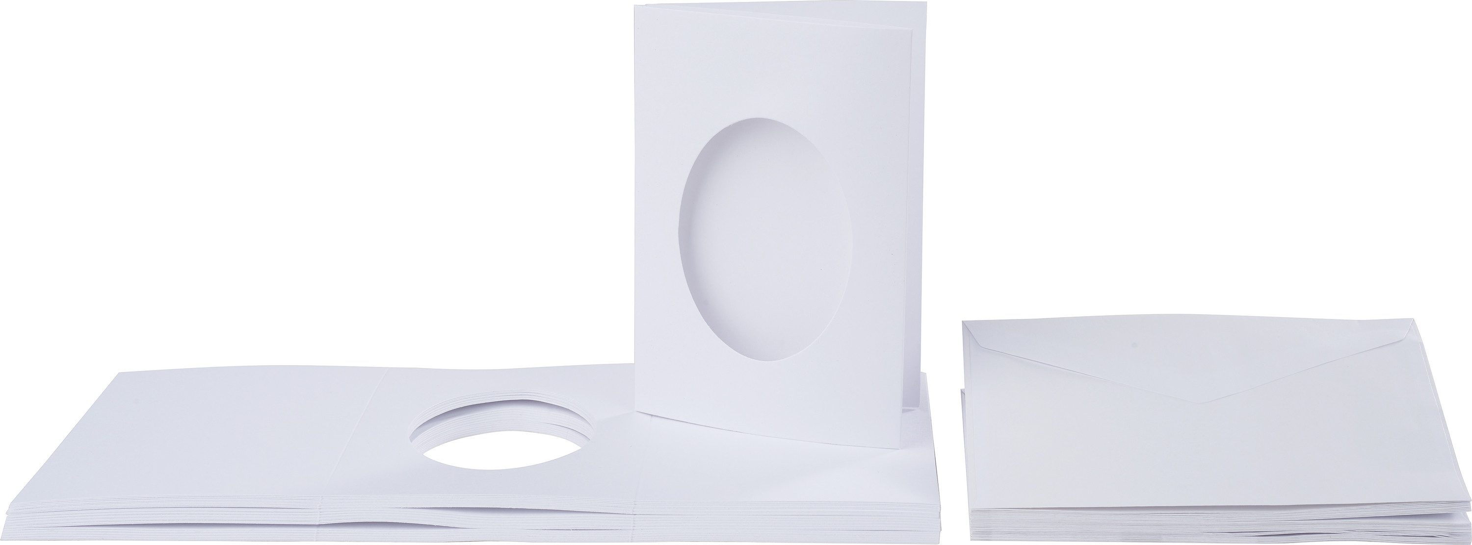 VBS Grußkarte Passepartout Oval, DIN A6 Weiß 30er-Pack