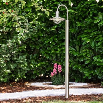 hofstein Außen-Stehlampe »Verna« Außenleuchte Stehleuchte aus Edelstahl in modernem Design, ohne Leuchtmittel, mit Lampenschirmen Glas, Gartenlampe mit E27, IP44