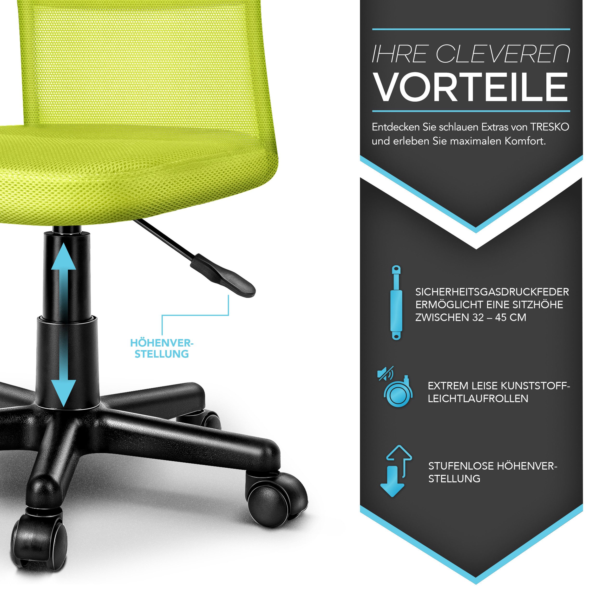 TRESKO Drehstuhl Bürostuhl Drehstuhl stufenlos höhenverstellbar, Schreibtis günstig online kaufen