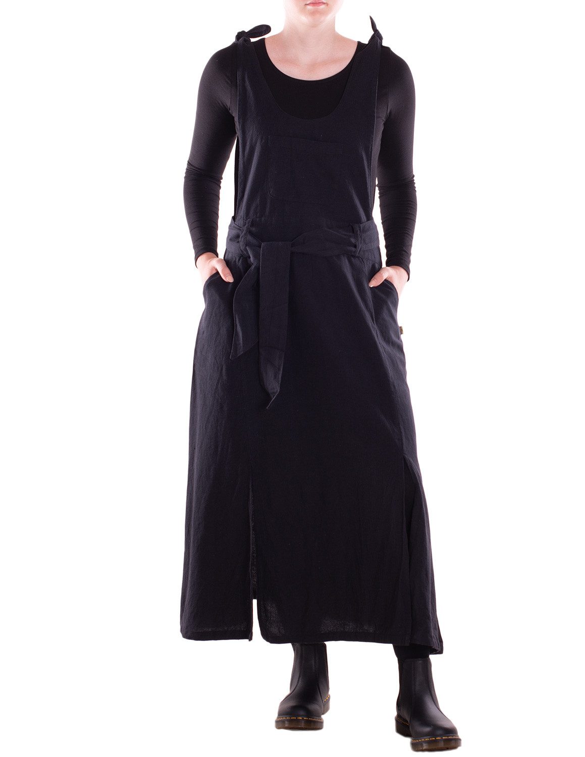 Vishes Maxikleid Langes Latzkleid Damen Handgewebt Bindeträger Gürtel Overs günstig online kaufen