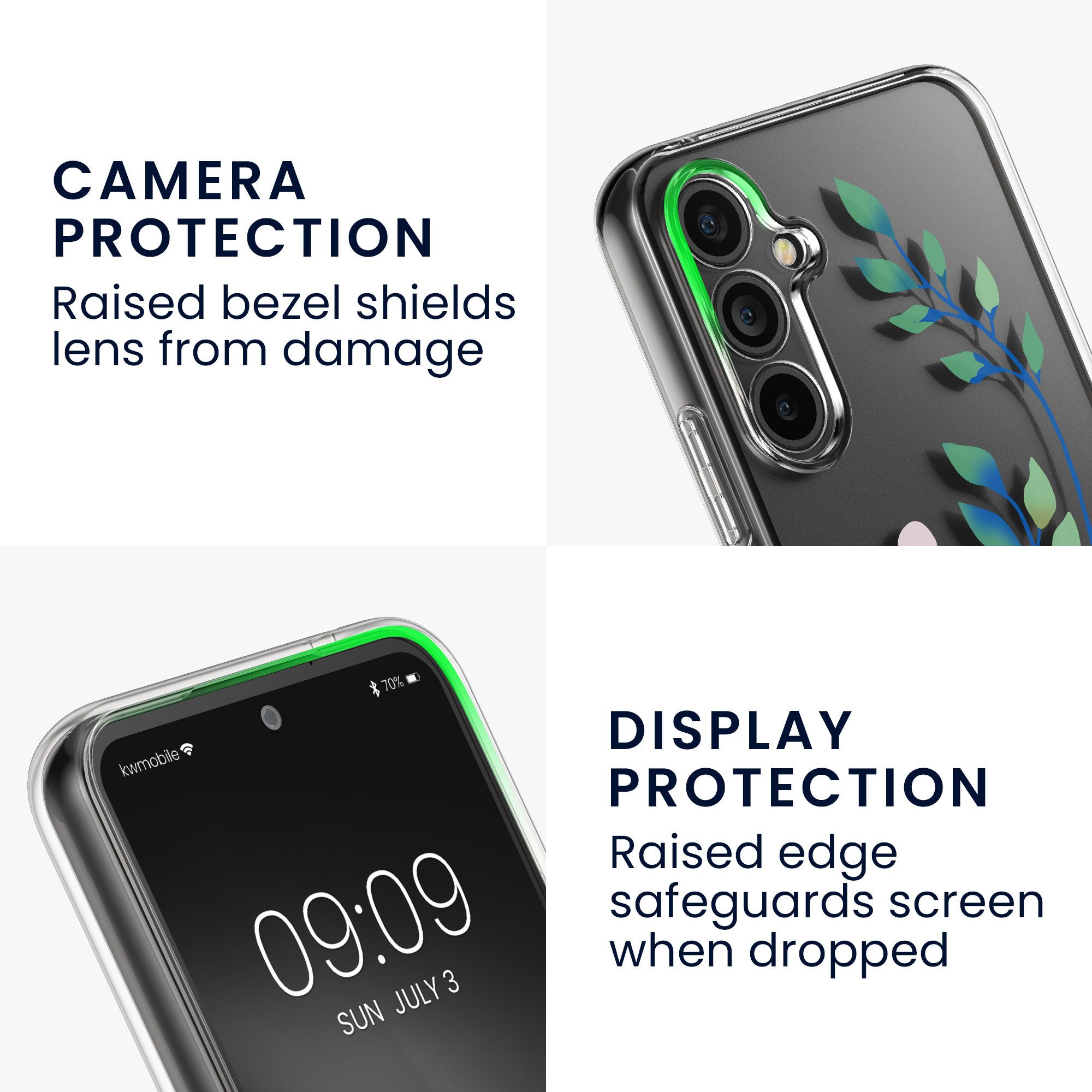 kwmobile Handyhülle Hülle für Samsung Galaxy A54 5G Handyhülle - Silikon, Case mit Schutzfolie Kirschblüten bunt Design
