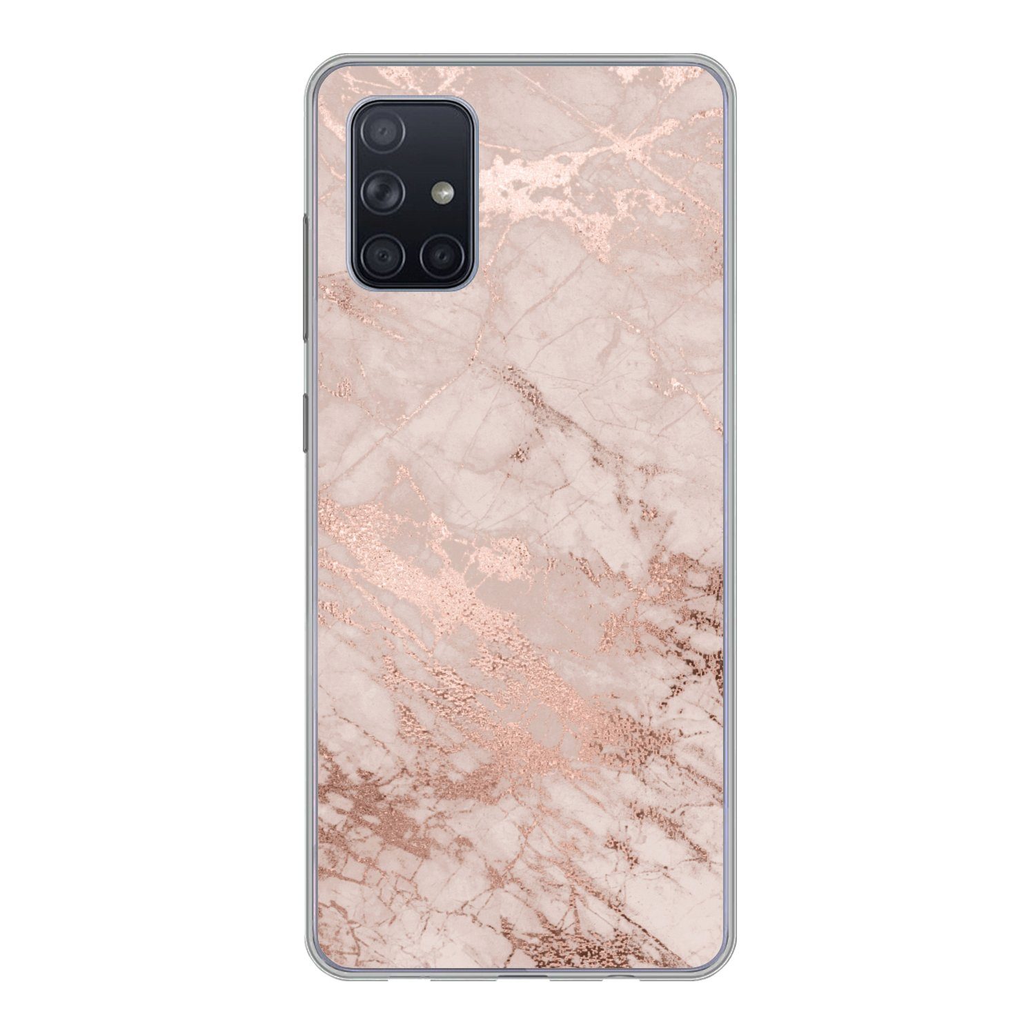 MuchoWow Handyhülle für Samsung Galaxy A51 Marmor - Rosa - Luxus - Marmoroptik - Glitzer -, Бампер для смартфона, Print, Handy Schutzhülle Dünn