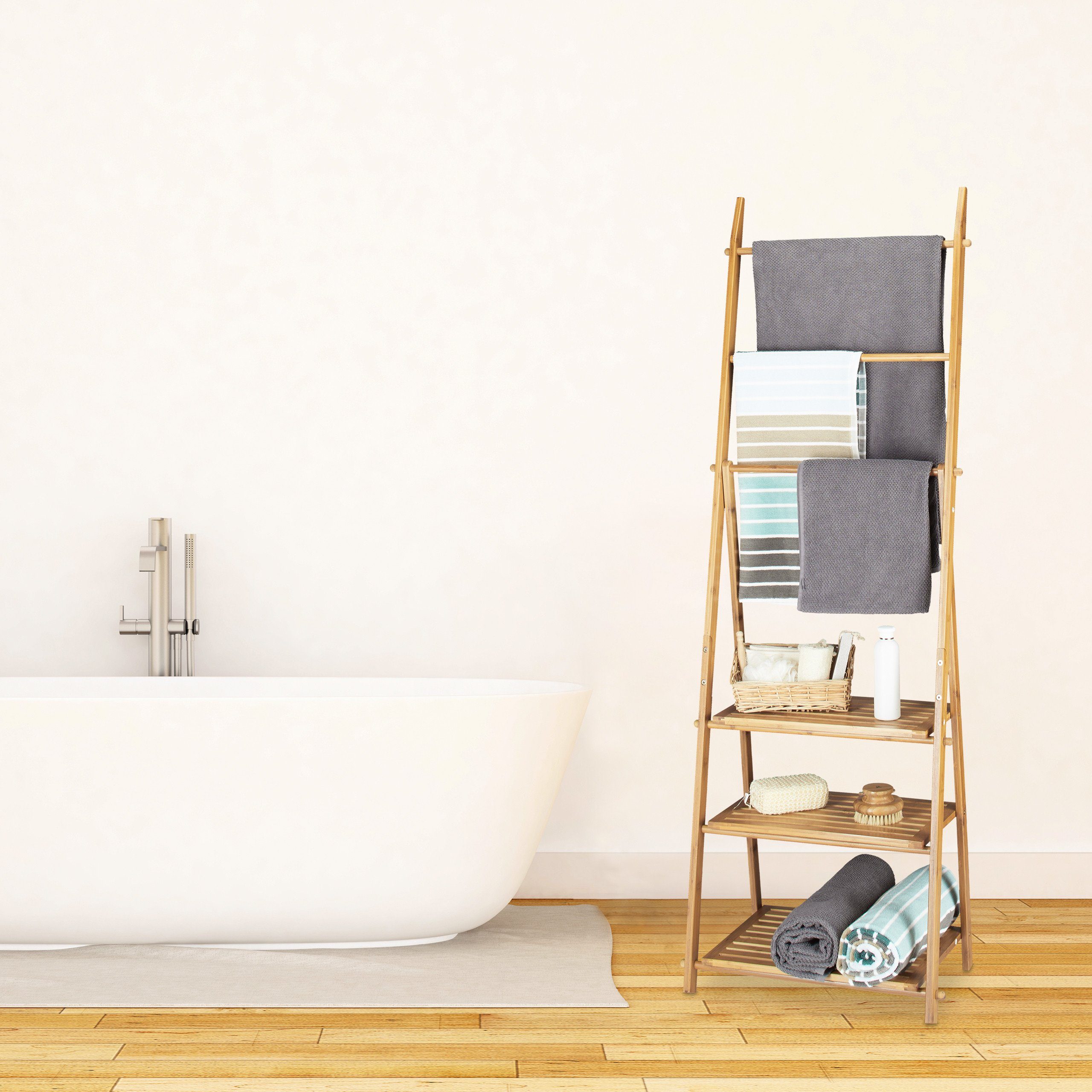 relaxdays Handtuchständer Handtuchhalter Bambus faltbar günstig online kaufen