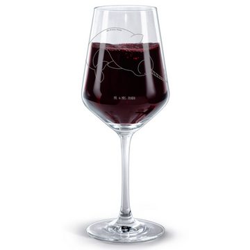 Mr. & Mrs. Panda Rotweinglas Narwal - Transparent - Geschenk, Rotweinglas, Meer, Weinglas mit Grav, Premium Glas, Feine Lasergravur