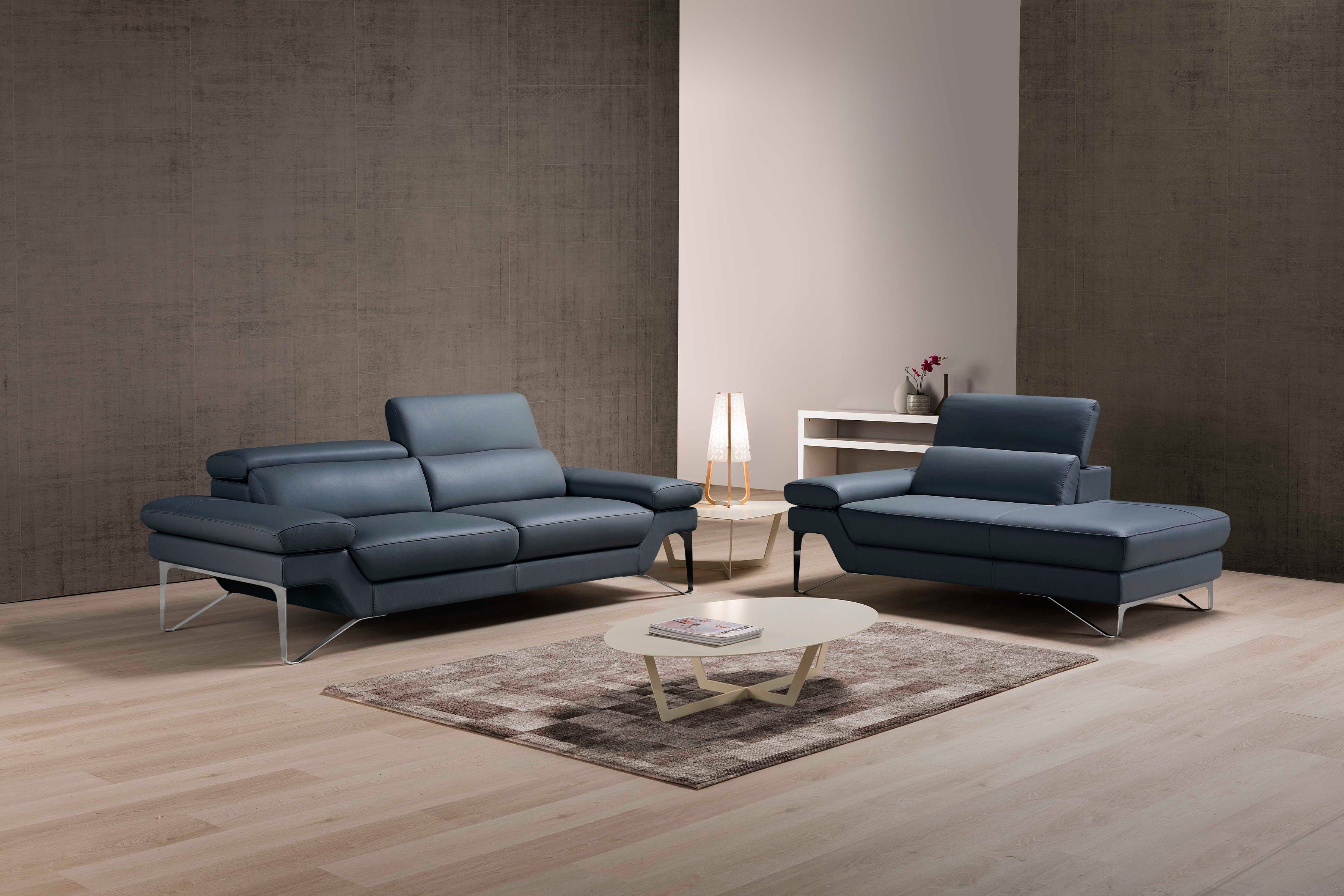 Egoitaliano Polstergarnitur Princess Design und Sitzkomfort im Einklang, bequem und hochwertig, Set aus 2,5 Sitzer und freitehende Ottomane, Kopfstützen verstellbar