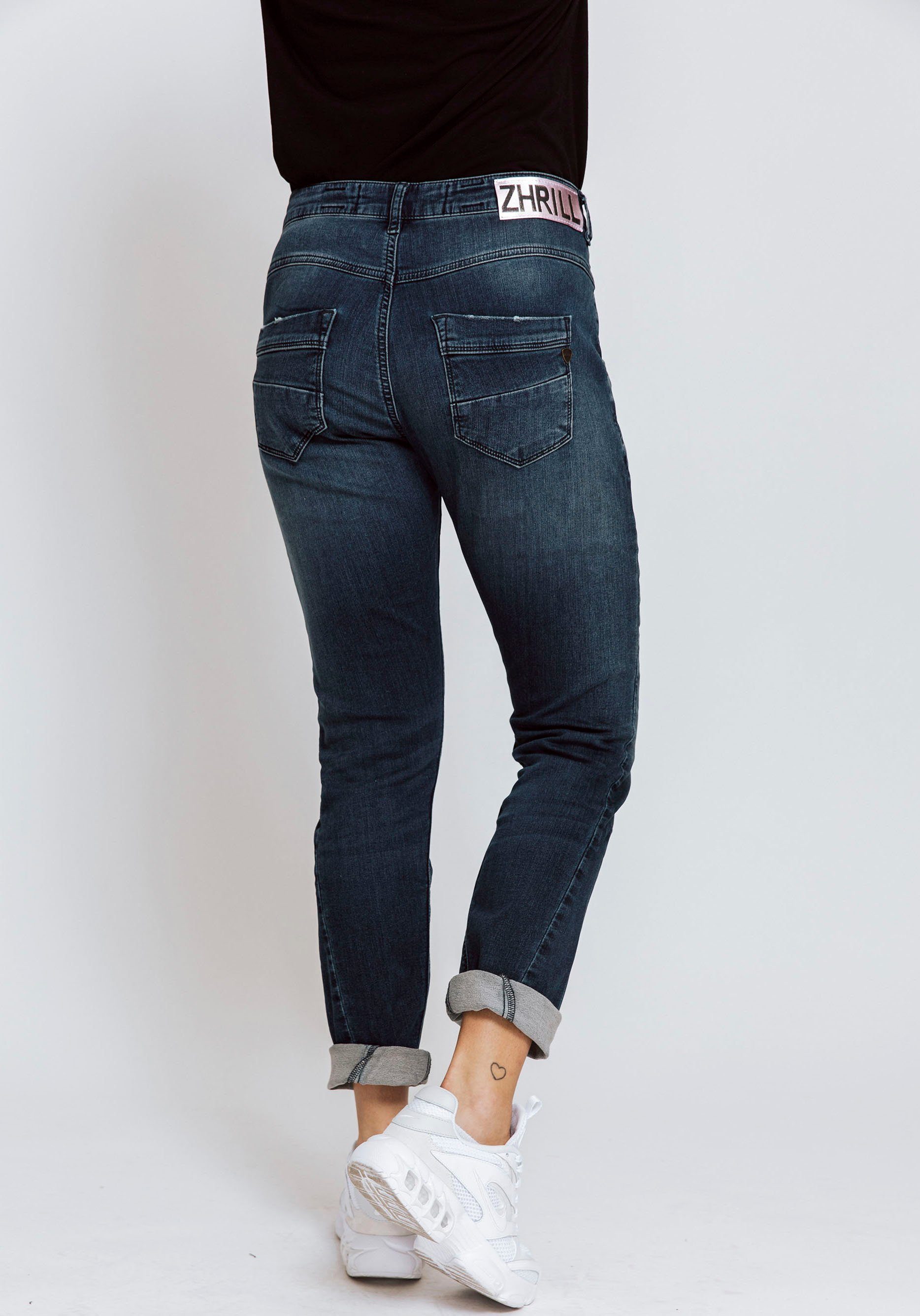Damen Jeans Zhrill Ankle-Jeans AMY mit sichtbarer Knopfleiste