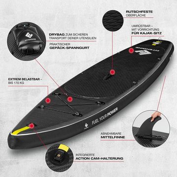 FitEngine Inflatable SUP-Board XXXL Stand up Paddle Board Set Race 11‘8“ 360cm, 170kg Race-Shape erhöhte Stabilität