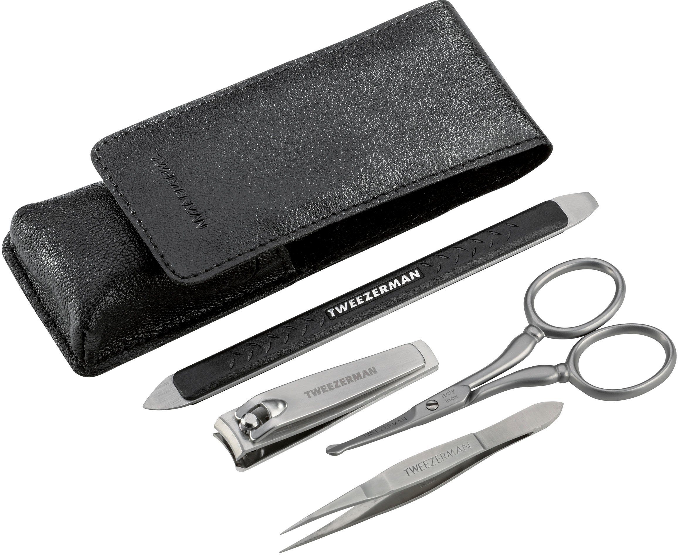 TWEEZERMAN Nagelknipser-Set GEAR Essential Grooming Kit, 4-tlg., für Herren | Nagelknipser