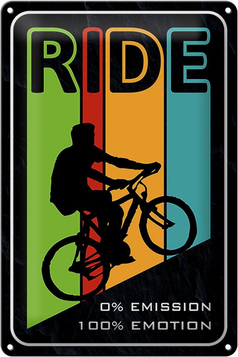 Hebold Metallschild Schild Blech 20x30cm - Made in Germany - Spruch Ride Bike Fahrrad 0% E