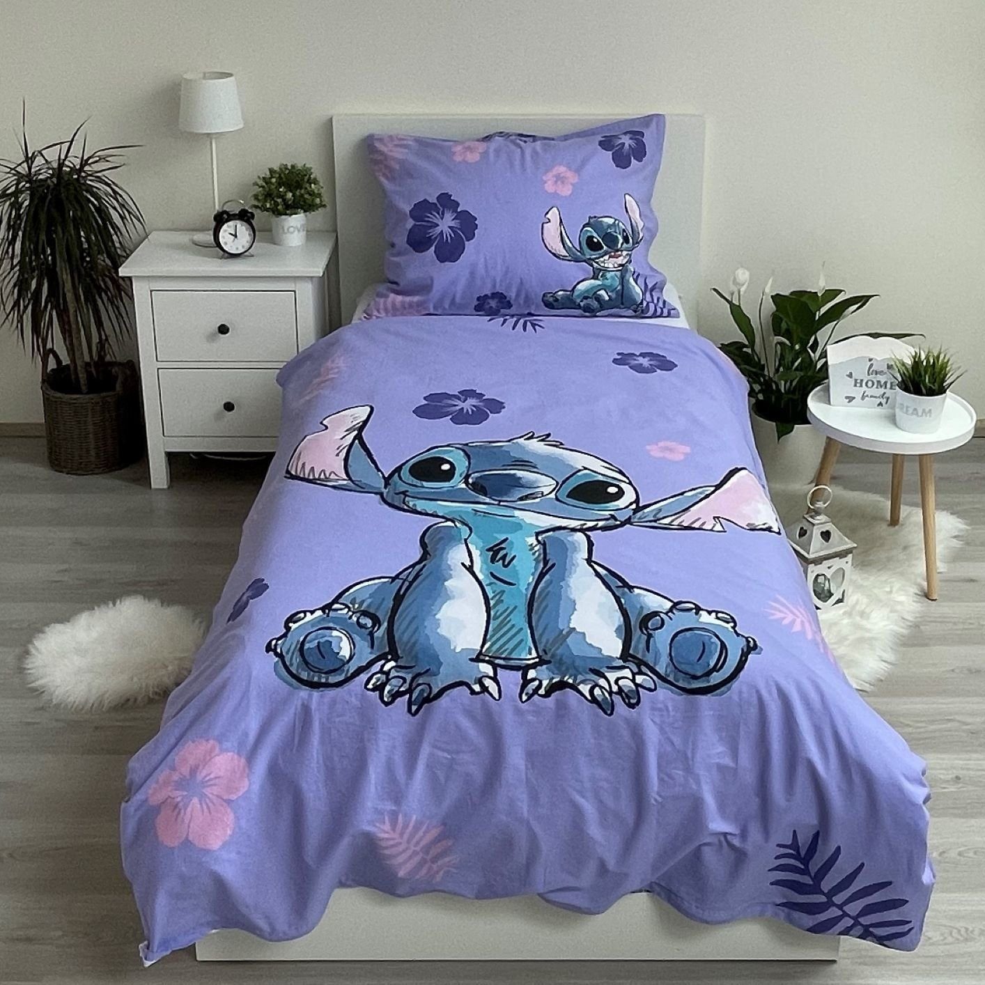 Lilo & Stitch Wendebettbezug Lilo und Stitch Wende Bettwäsche Kopfkissen Bettdecke lila, (2 St)
