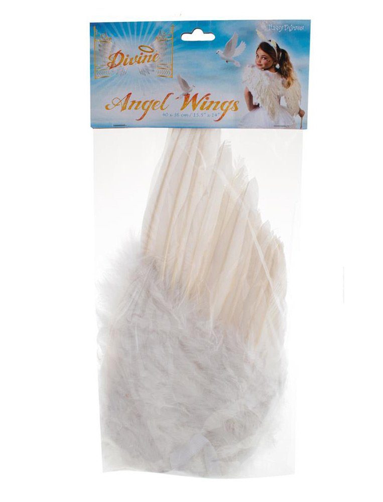 Funny Fashion Kostüm-Flügel Engelsflügel 40 x 36 cm für Kinder, Federn Weiß