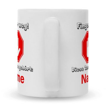 GRAVURZEILE Tasse Bedruckte Tasse mit Spruch - Finger weg!, Lustige Geschenke - Geschenk für Mama Papa Geburtstag Weihnachten