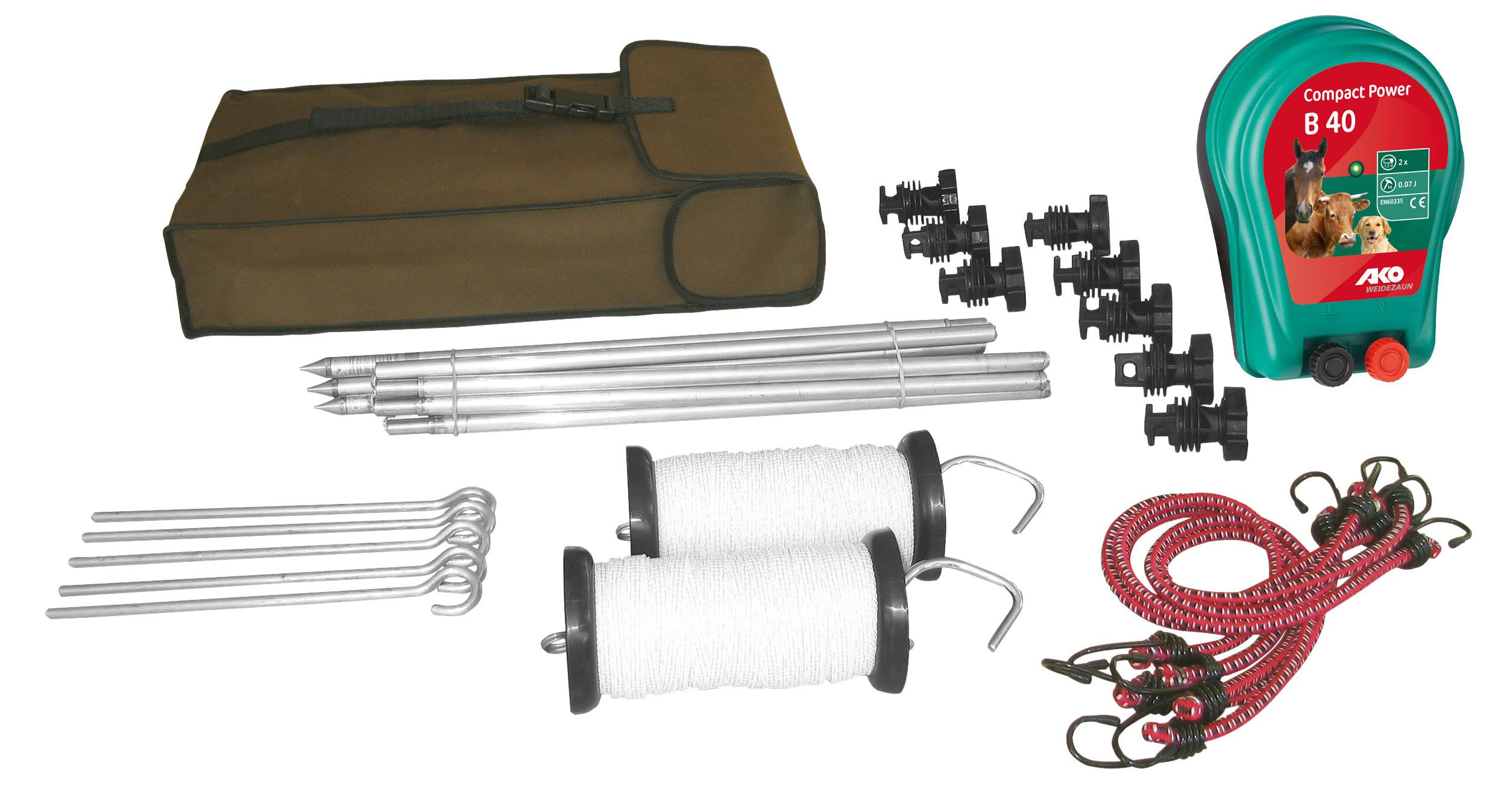 Kerbl Weidenzaun Wanderreiter Hobby Set komplett mit Batteriegerät