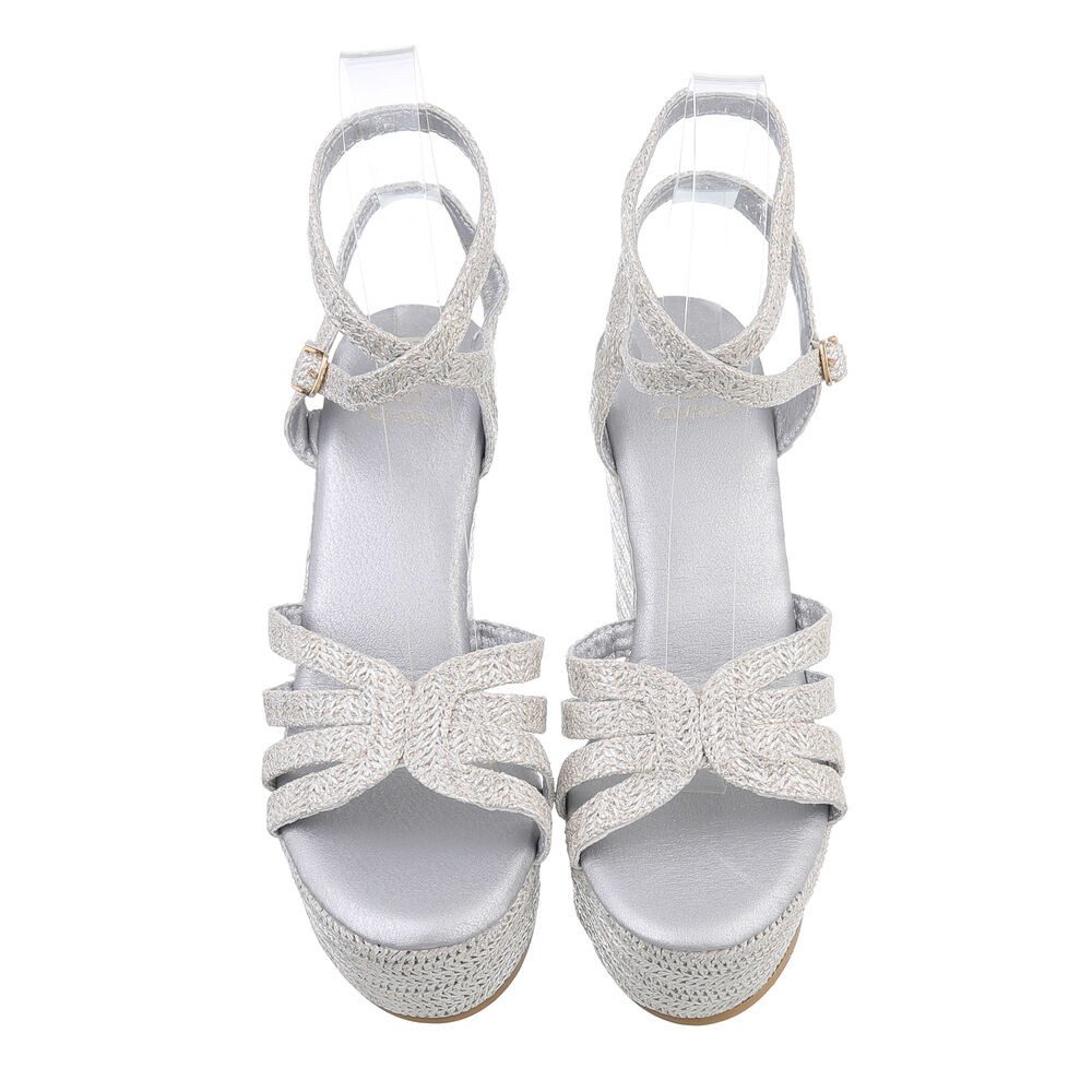 Ital-Design Damen Freizeit Plateausandaletten (86706458) Keilabsatz/Wedge Keilsandaletten in Silber