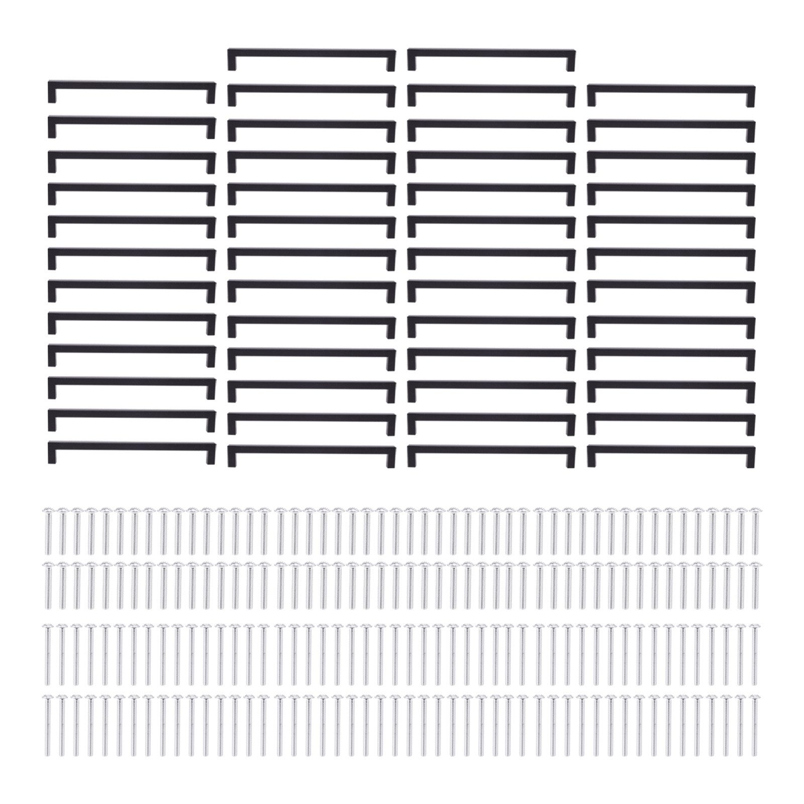 Vellora Türgriff 50 Stück 10 Zoll Edelstahl-Küchenschrankgriffe, schwarzes Quadrat, 50-tlg., Bücherregale, Schubladen, Schränke, moderner Stil