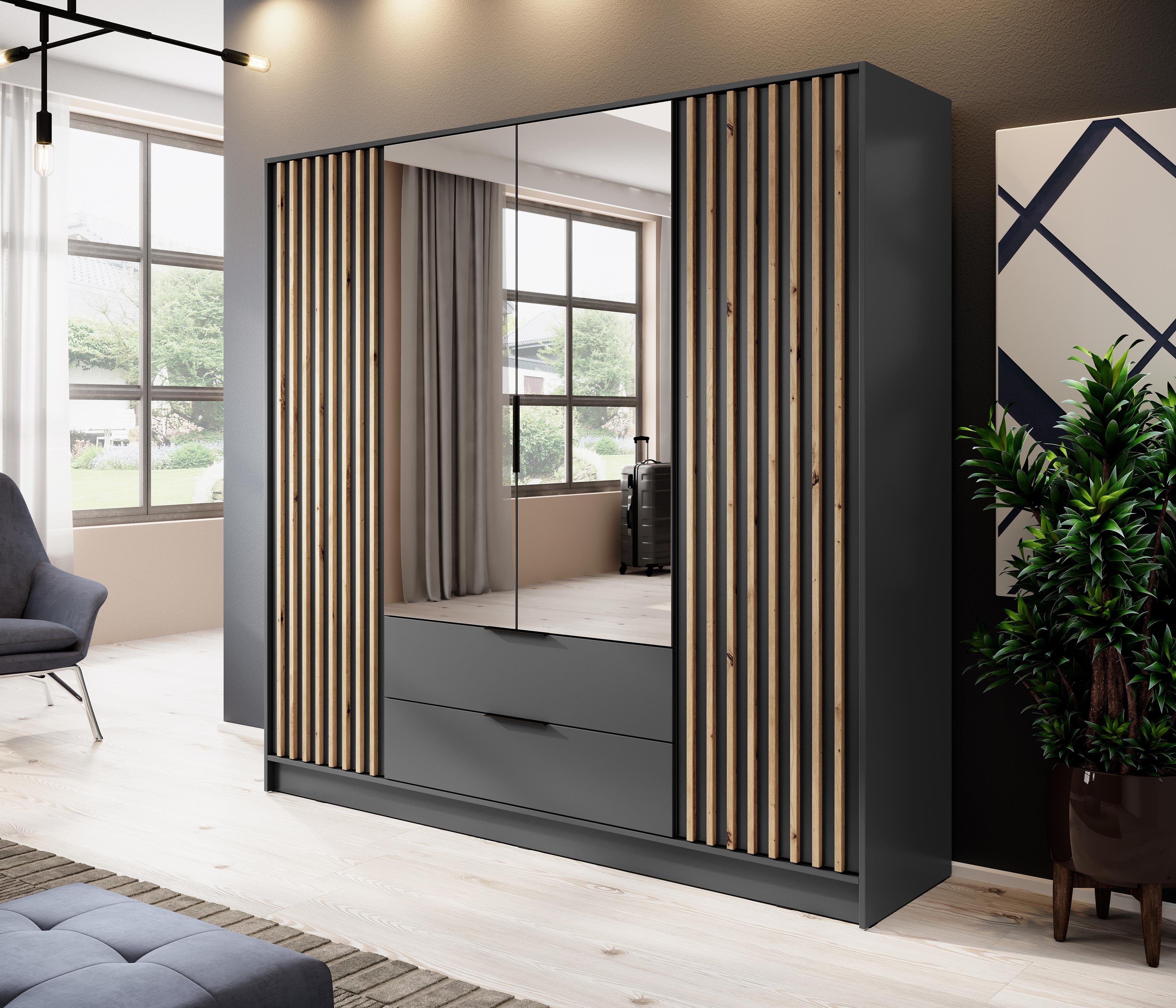 Compleo Kleiderschrank LISA Drehtürenschrank mit Lamellen, günstig online kaufen